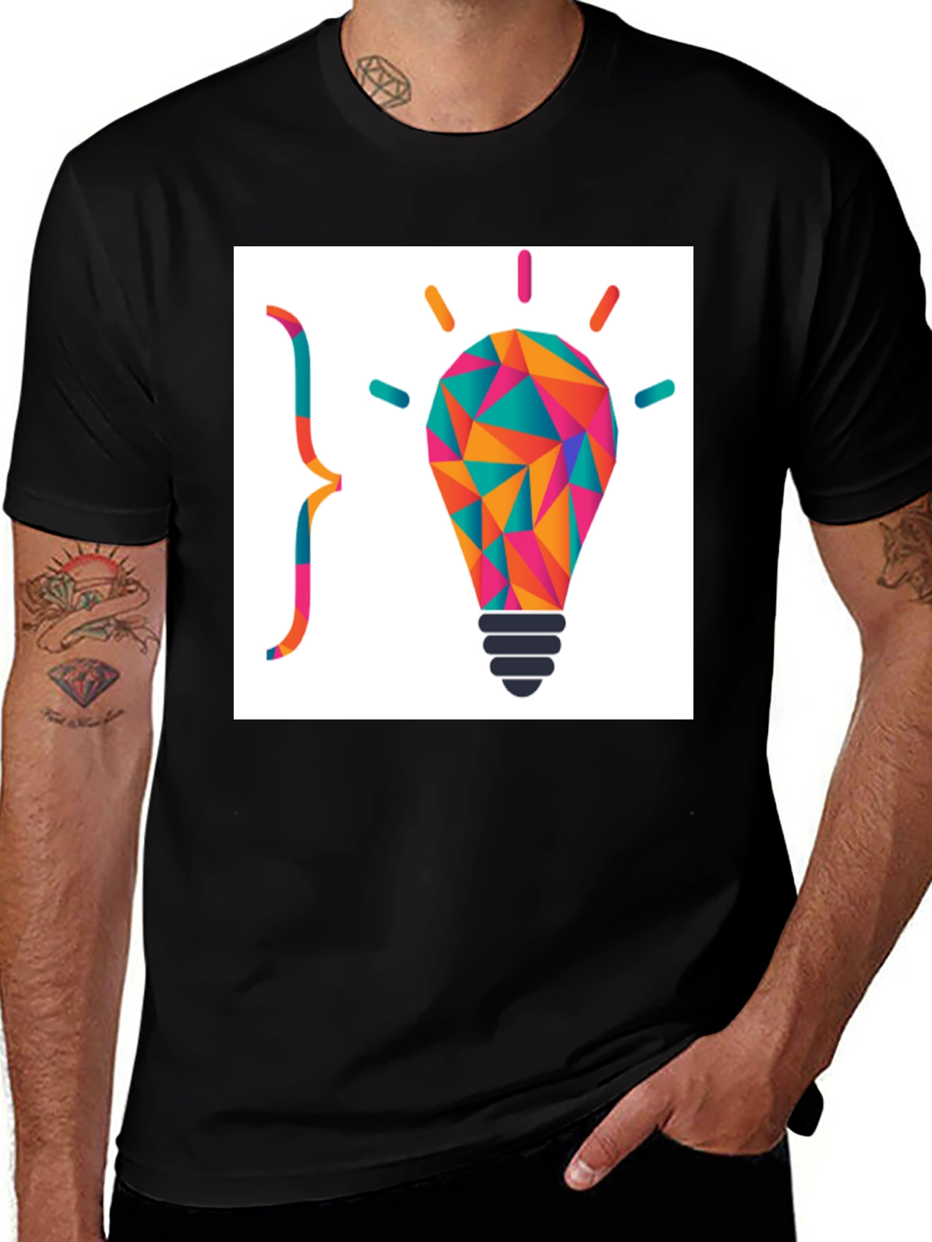 Variant 8 of Geometric Lightbulb Graphic Tee