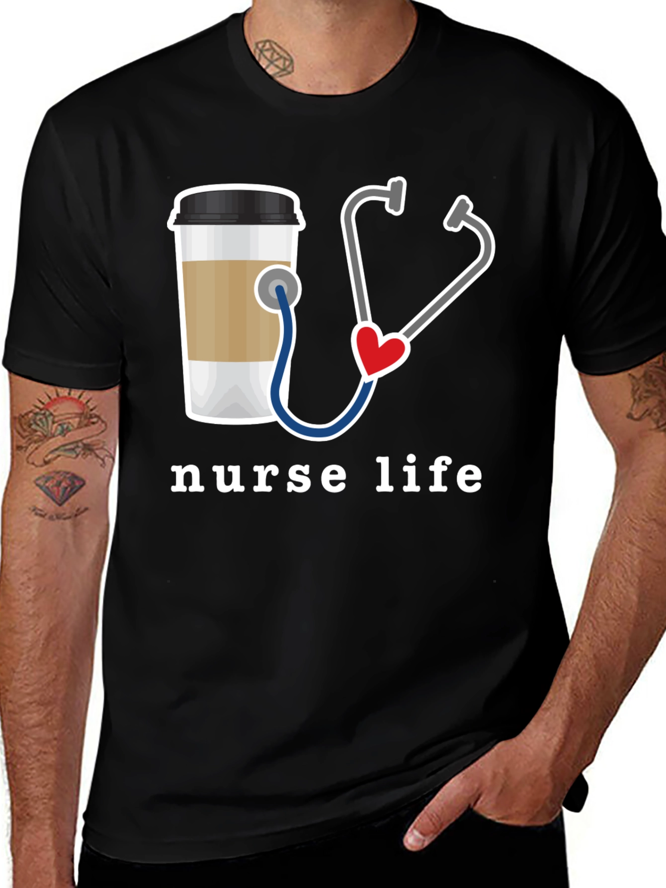 Nurse Life T-Shirt - Coffee & Stethoscope