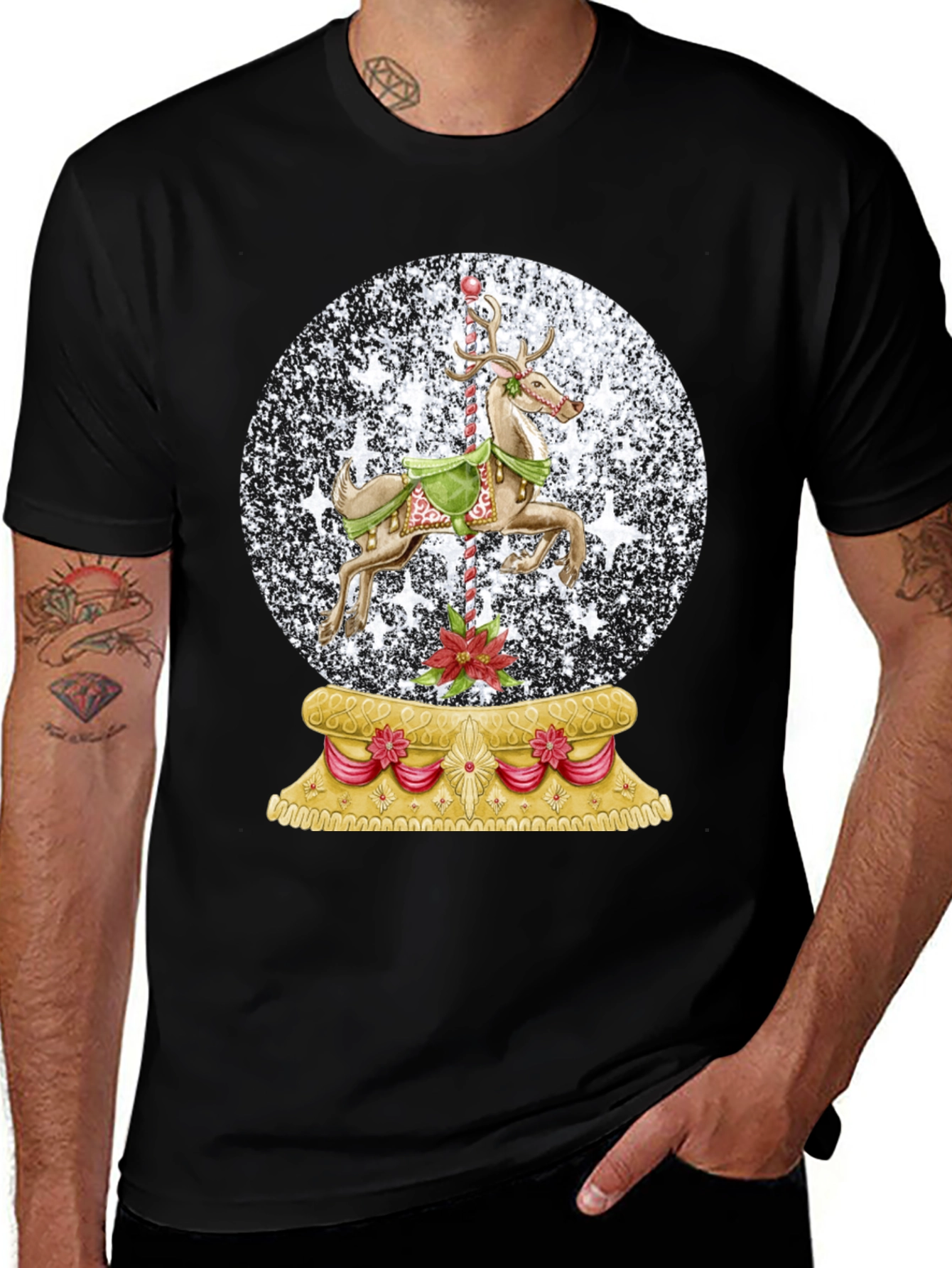 Christmas Snow Globe Carousel T-Shirt