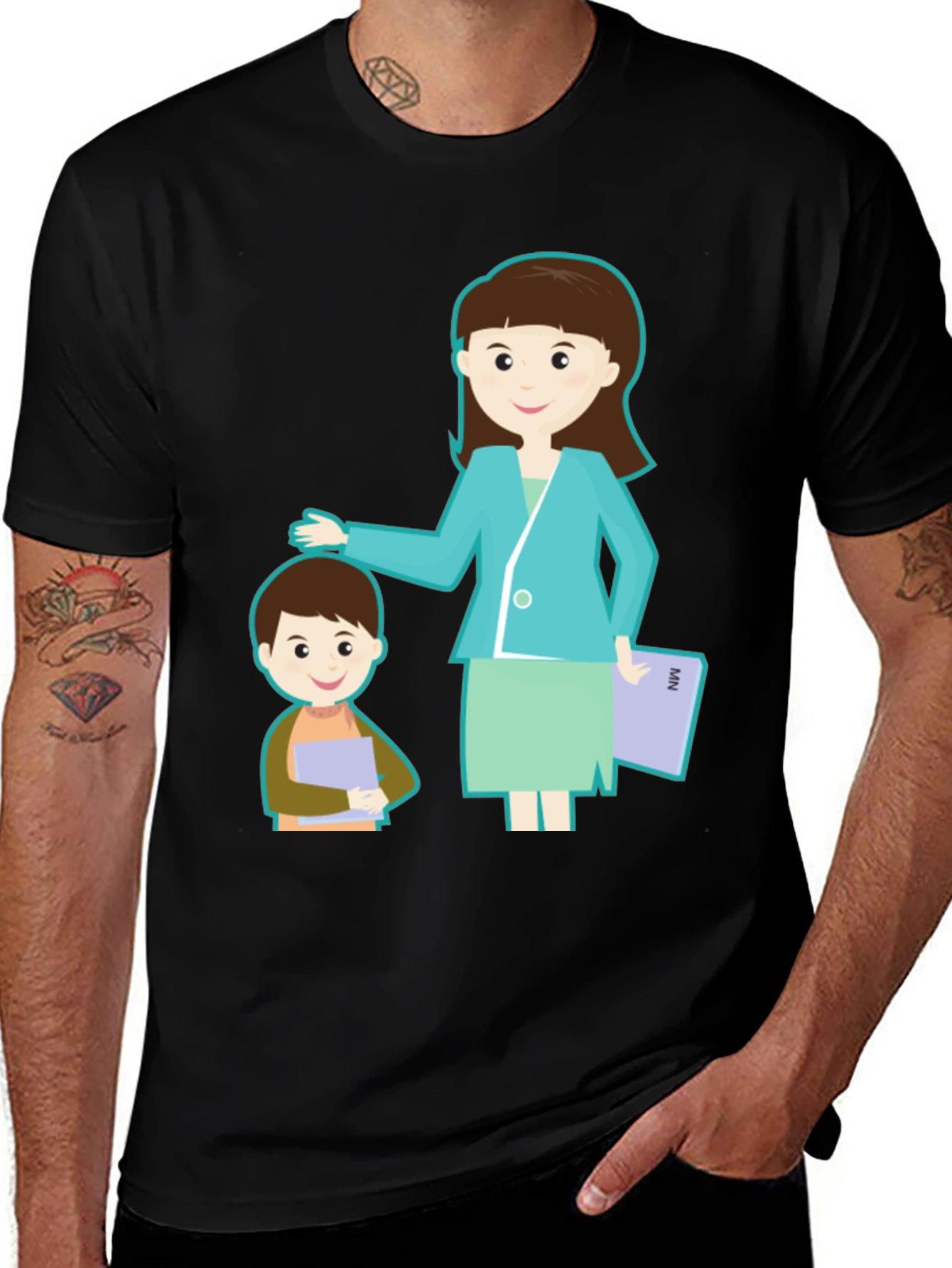 Teacher & Student Graphic Black T-Shirt