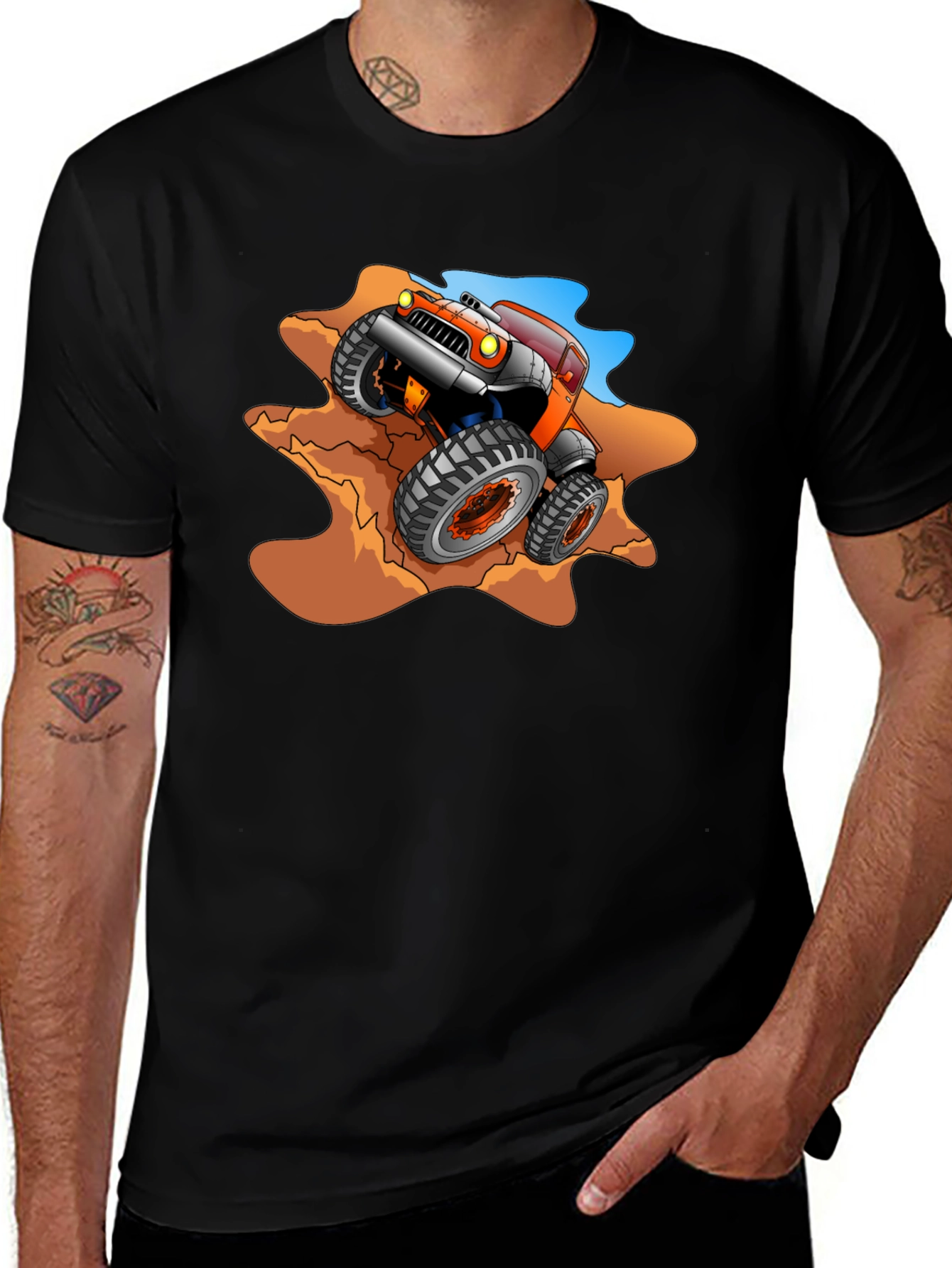 Variant 6 of Monster Truck Graphic Tee - Black Cotton T-Shirt