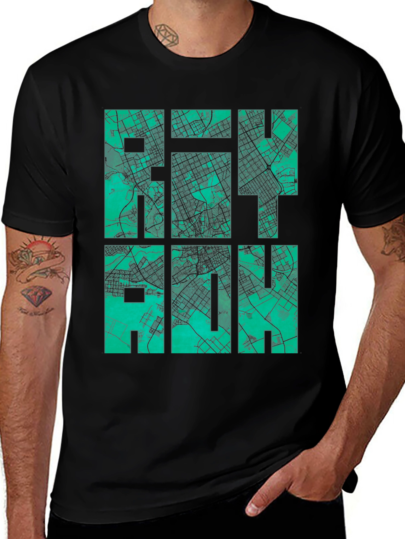 Raleigh Map T-Shirt - Cityscape Design
