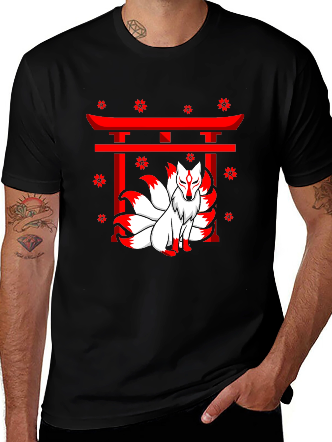 Variant 5 of Nine-Tailed Fox Graphic Tee - Anime Inspired Design