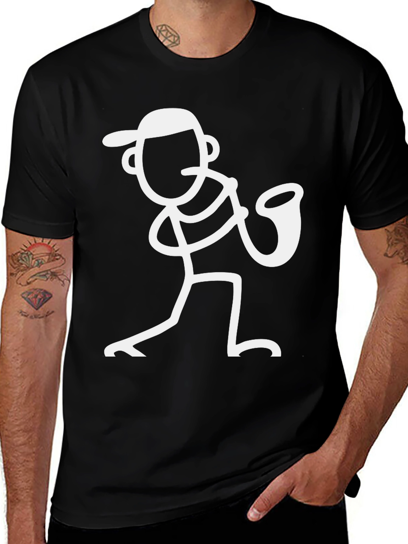 Variant 9 of Saxophone Stick Figure Graphic Tee