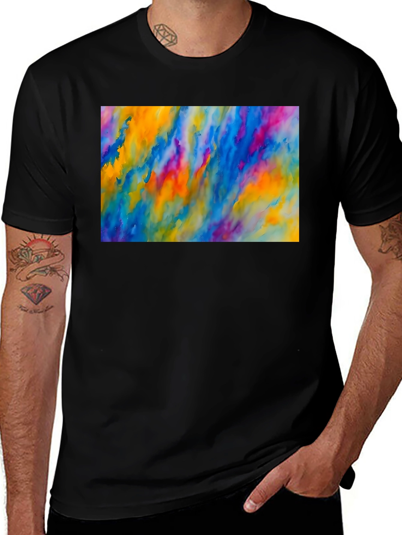 Variant 21 of Abstract Watercolor Graphic Tee - Stylish Men's T-Shirt