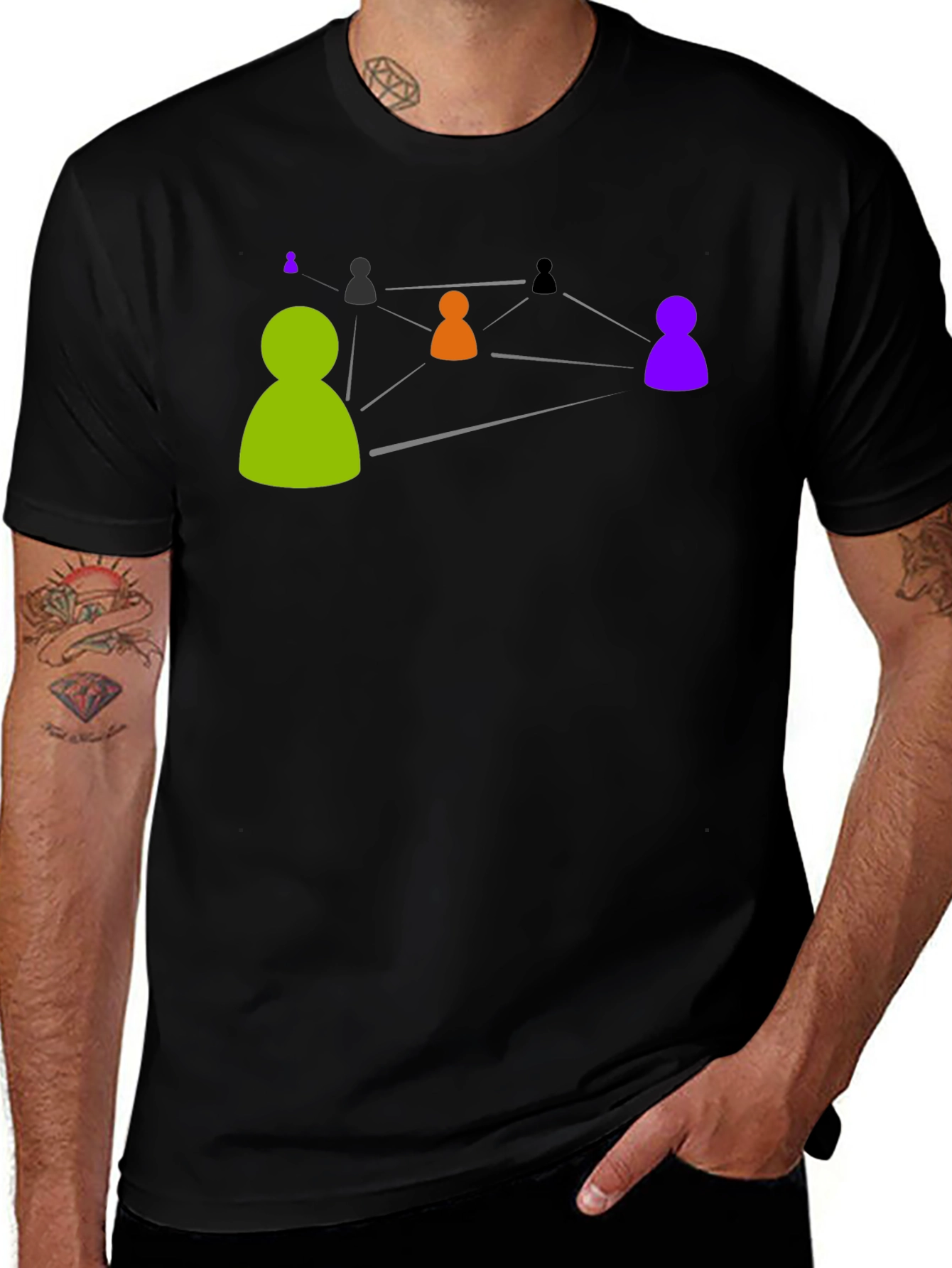 Variant 28 of Connected Network Graphic Black T-Shirt