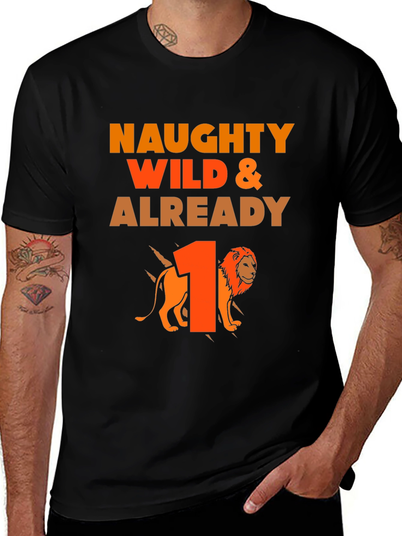 Variant 3 of Naughty Wild and Already 1! Lion Birthday T-Shirt
