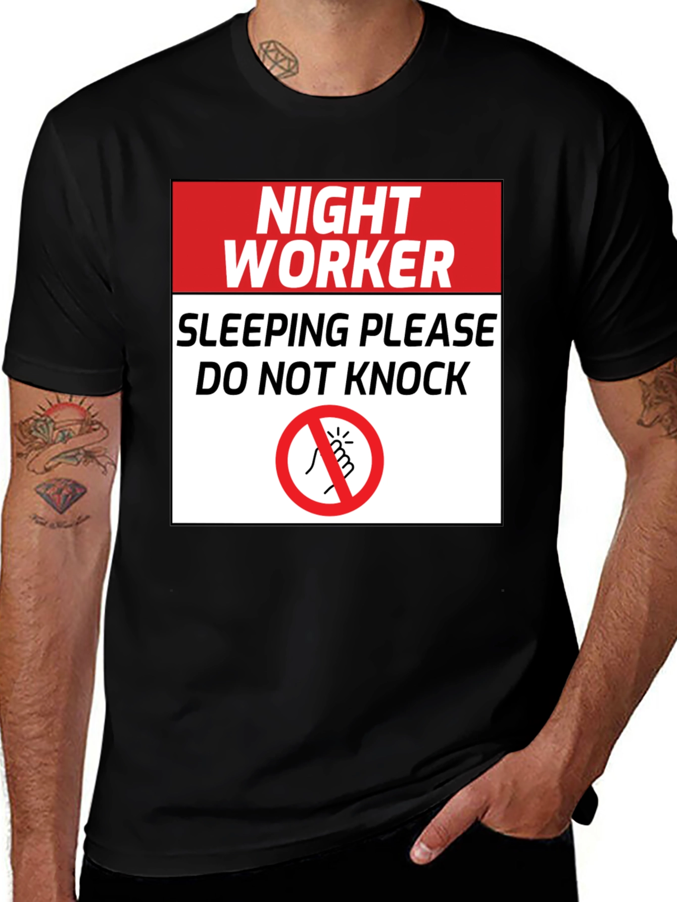 Variant 16 of Night Worker Sleeping - Do Not Knock Graphic Tee