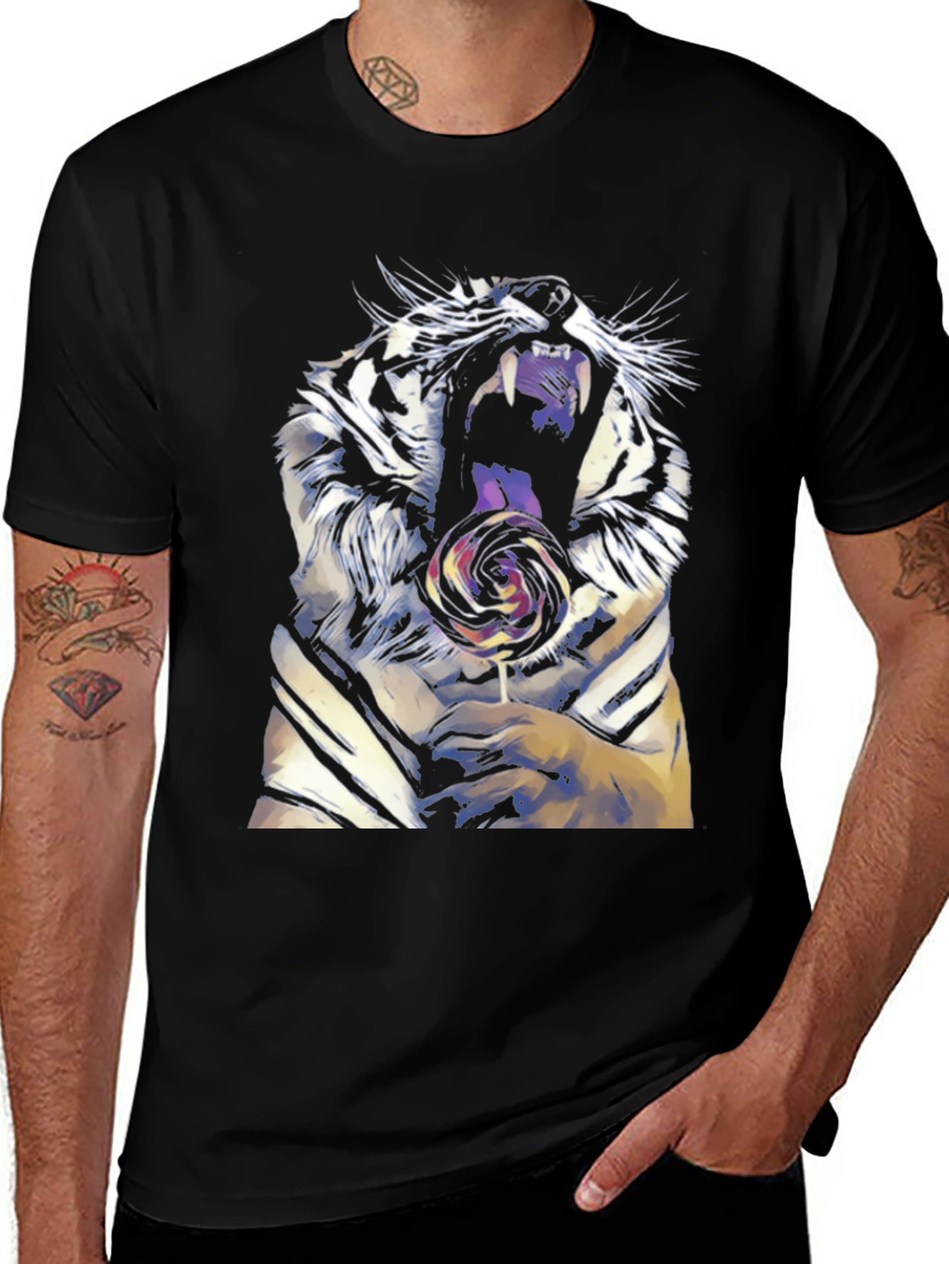 Variant 13 of Tiger Lollipop Graphic Tee - Fierce & Fun Style
