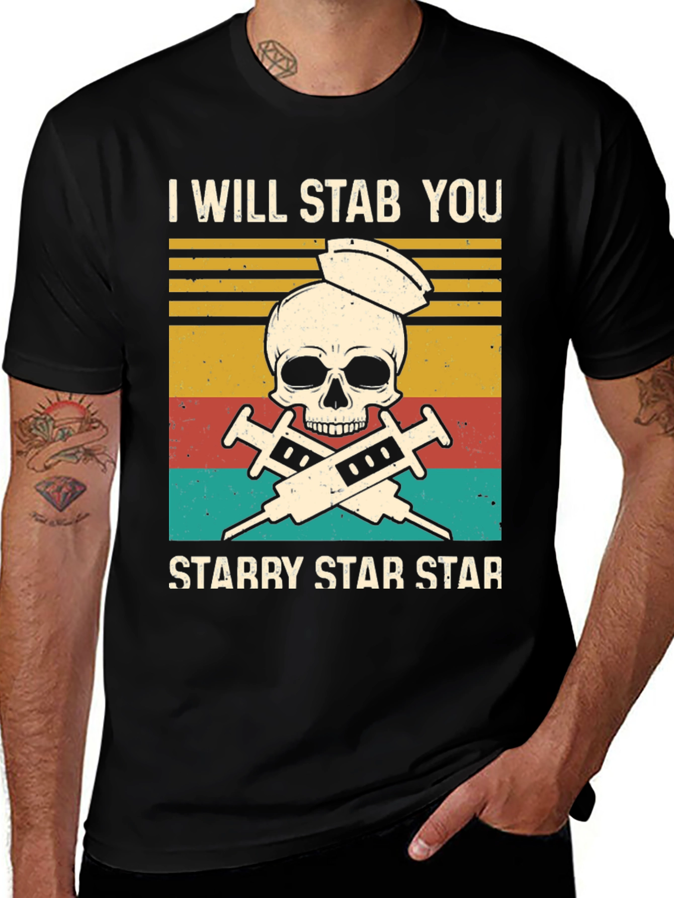 Variant 19 of Nurse Skull Stab T-Shirt - Funny Medical Humor Tee