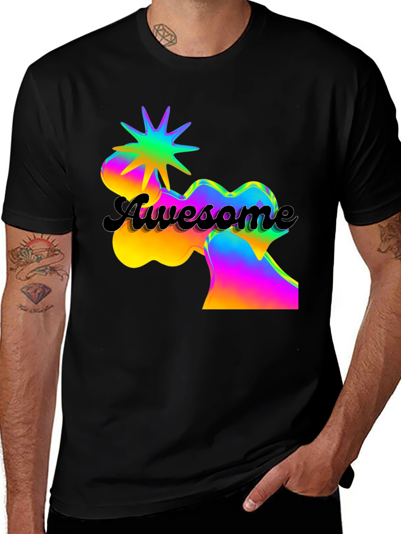 Variant 7 of Awesome Graphic Print Black T-Shirt