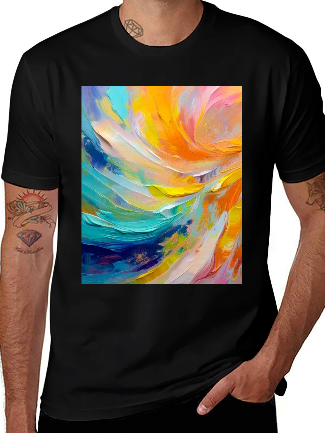 Variant 26 of Abstract Swirl Art Black T-Shirt