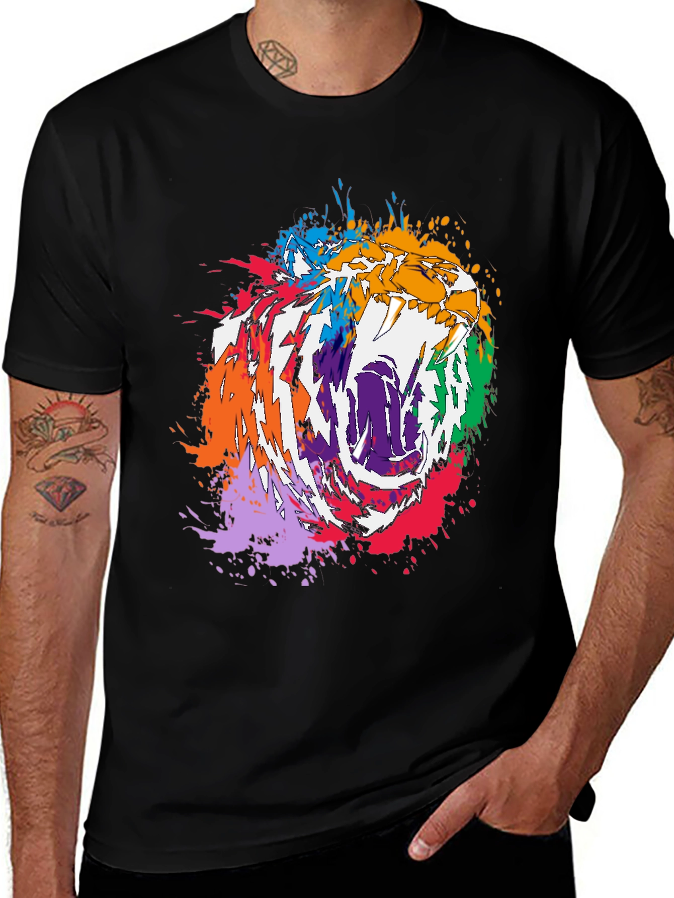 Variant 9 of Abstract Colorful Tiger Graphic Print T-Shirt