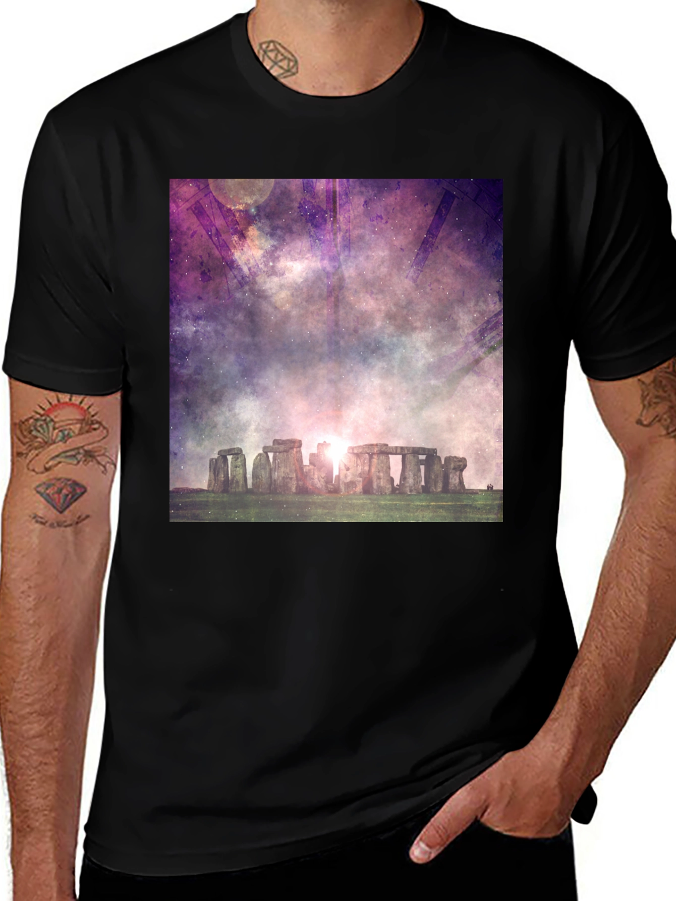 Variant 14 of Stonehenge Galaxy Graphic Black T-Shirt