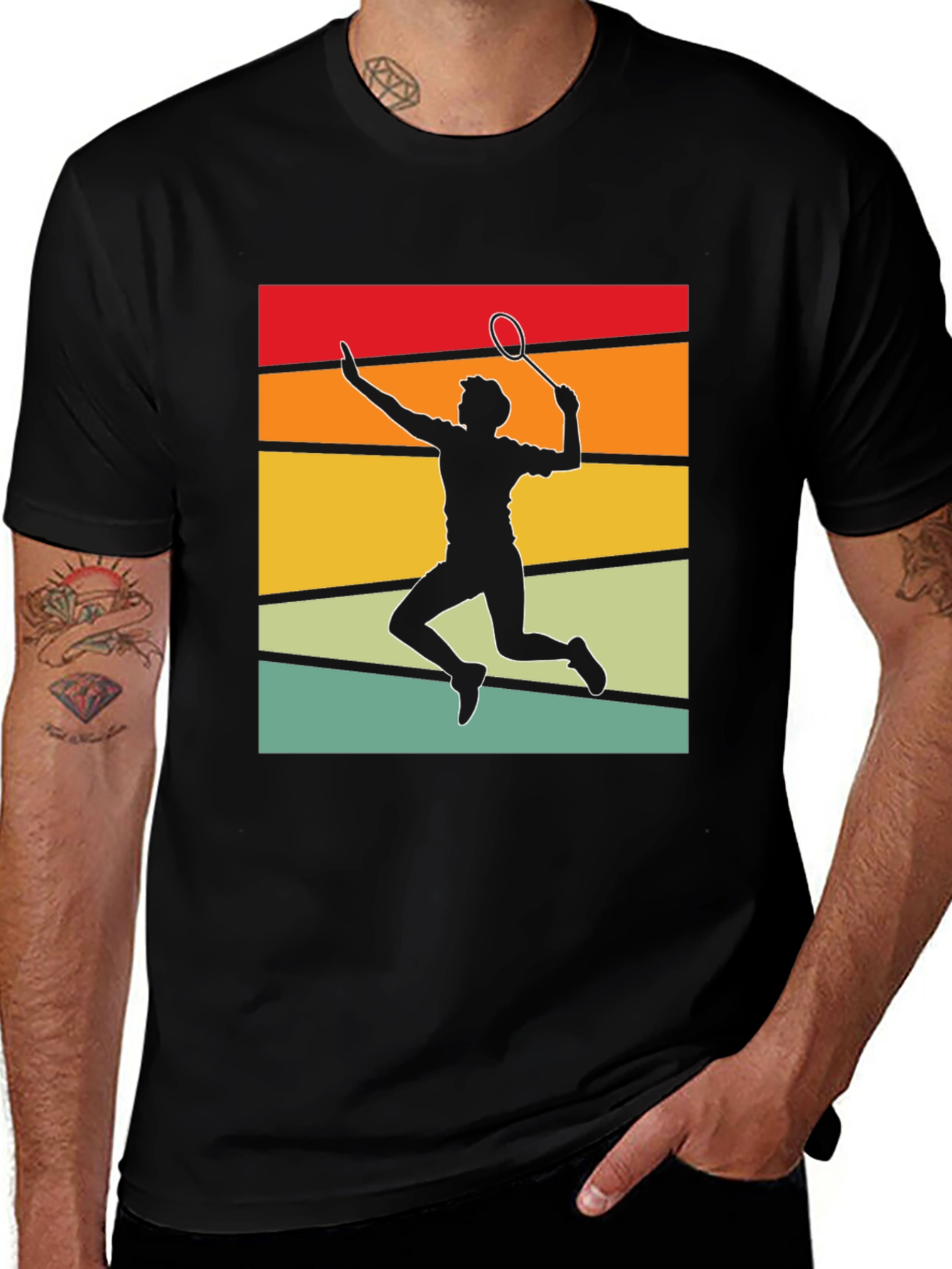 Variant 10 of Retro Badminton Player Graphic Tee