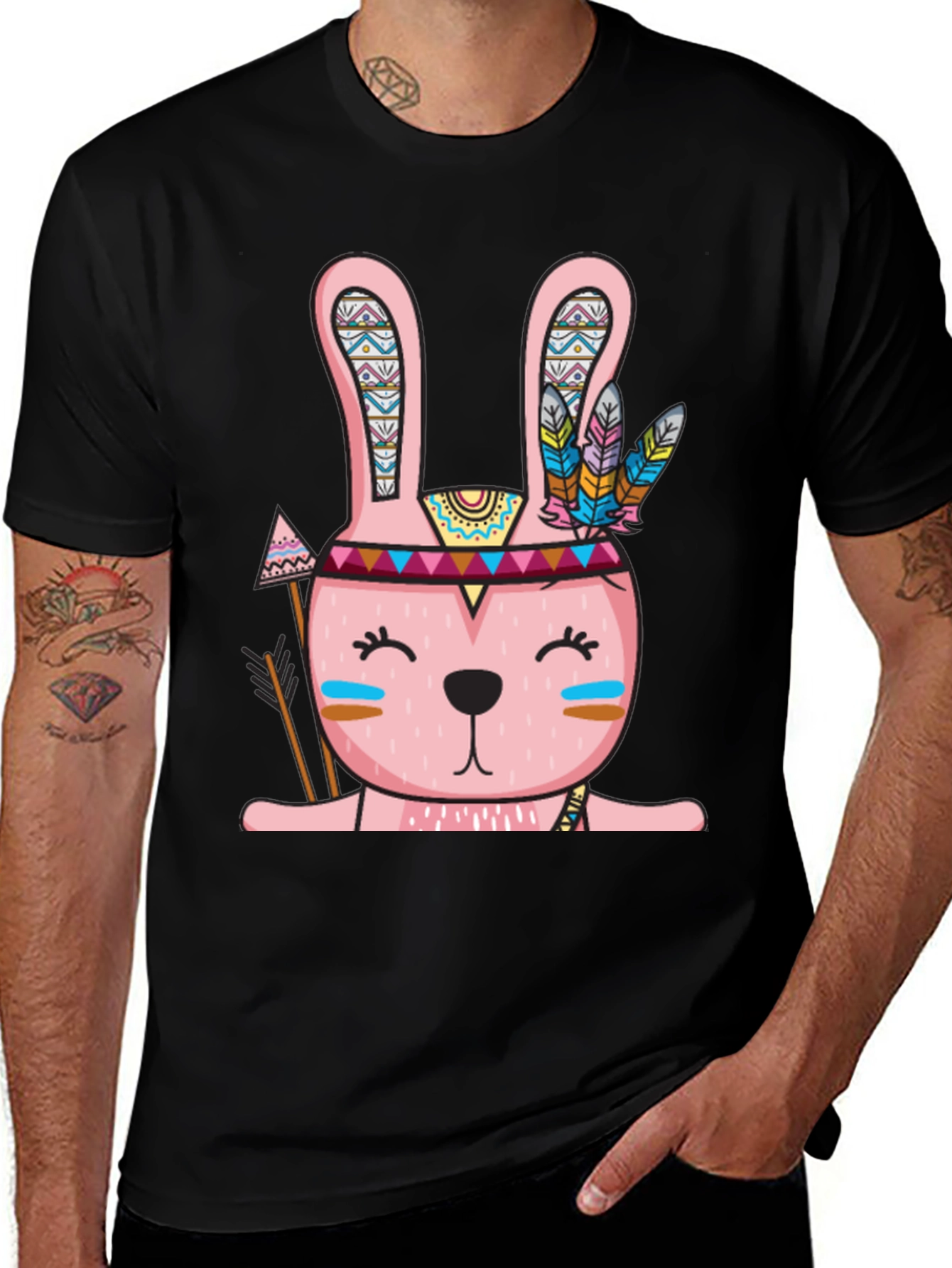 Variant 9 of Native American Bunny T-Shirt - Unique Graphic Tee