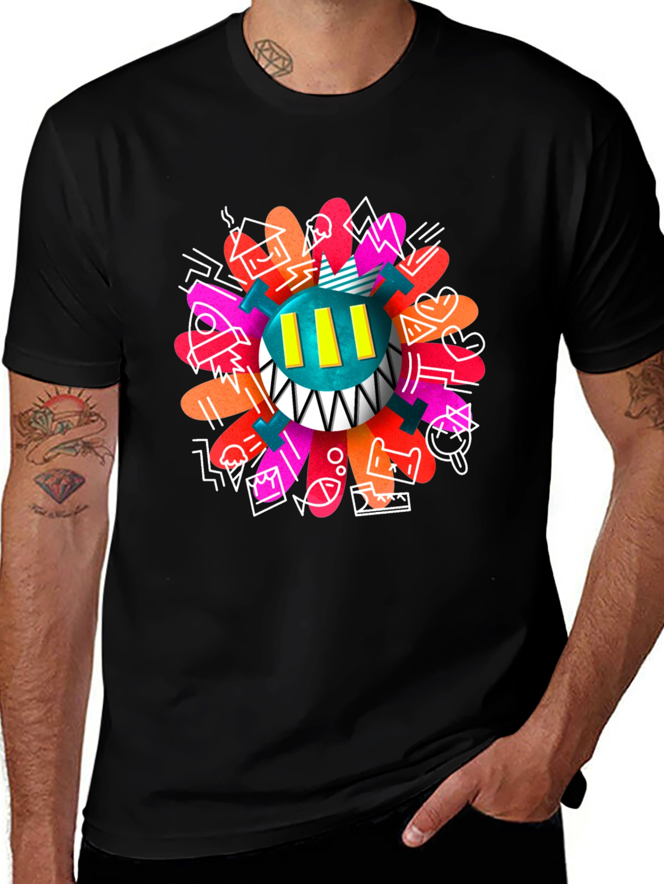 Variant 25 of Funky Graphic Print Crew Neck T-Shirt