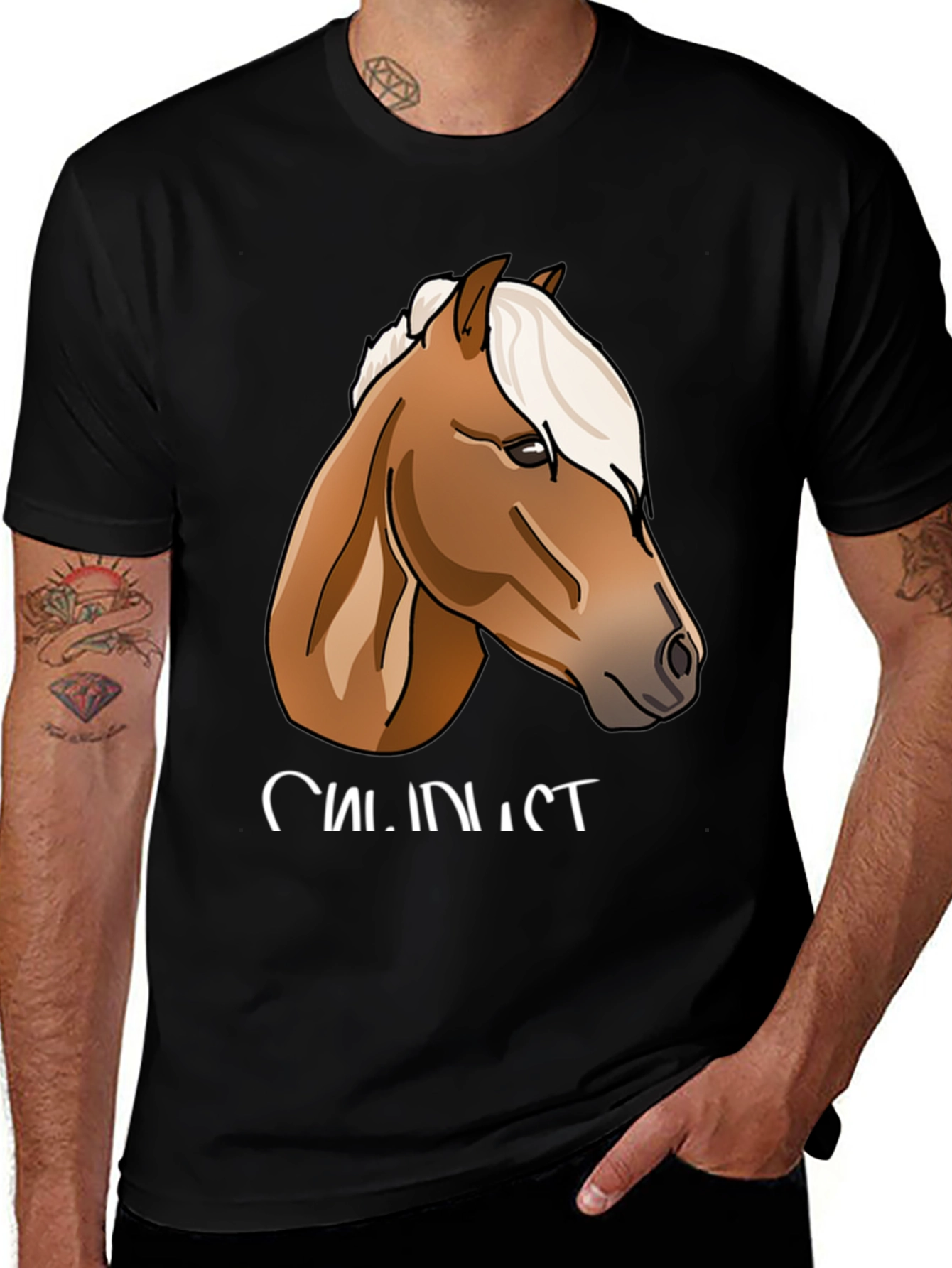 Variant 26 of Horse Graphic Print Black T-Shirt