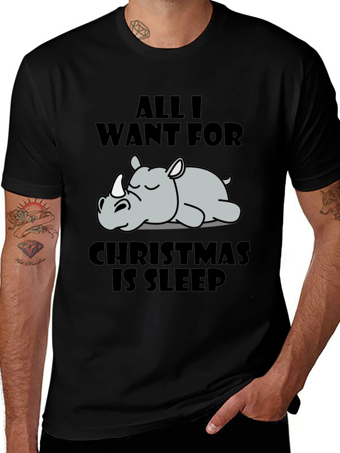 Variant 24 of Sleepy Rhino Christmas T-Shirt