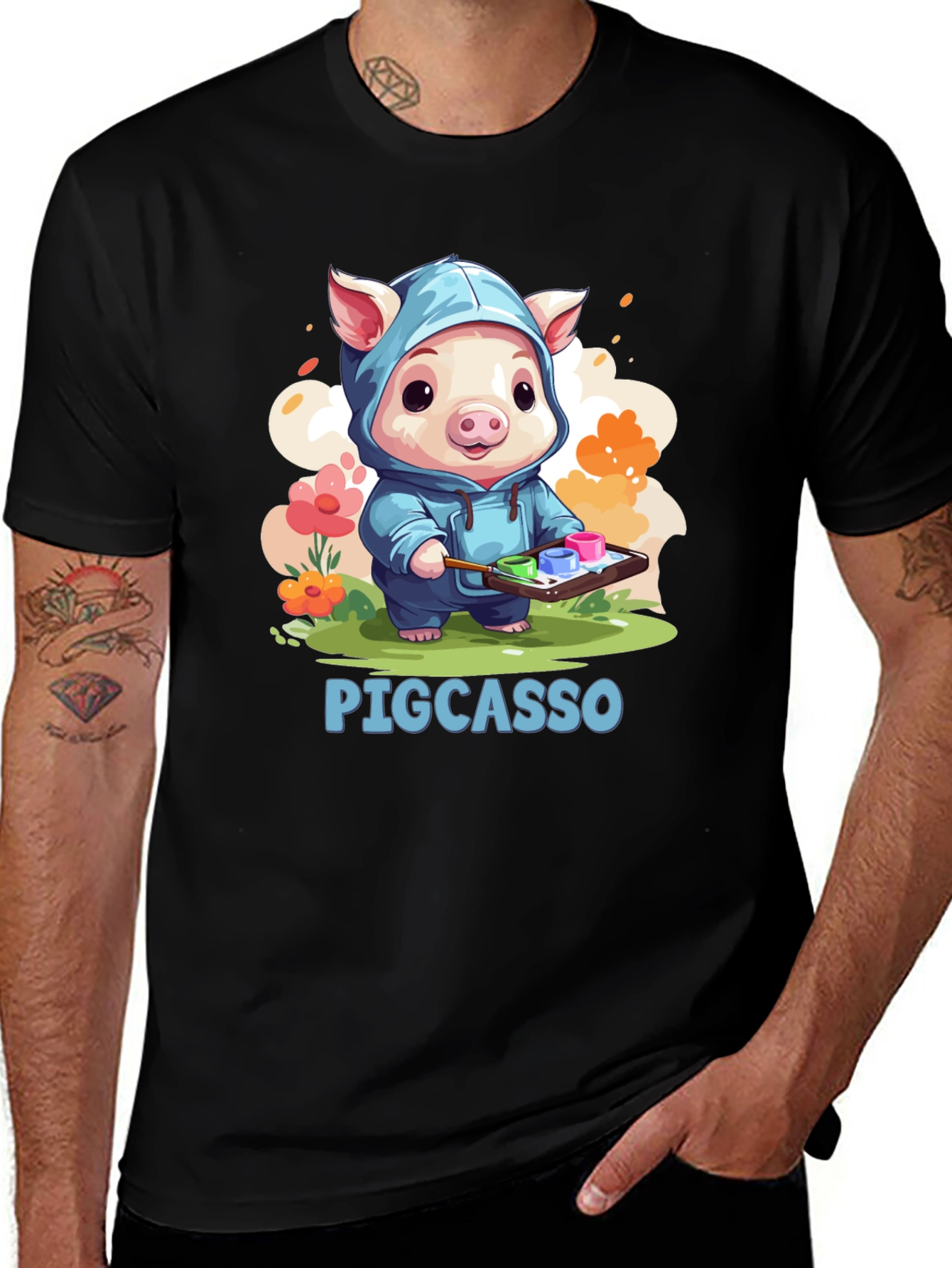 Variant 27 of Pigcasso Artist Pig Black T-Shirt