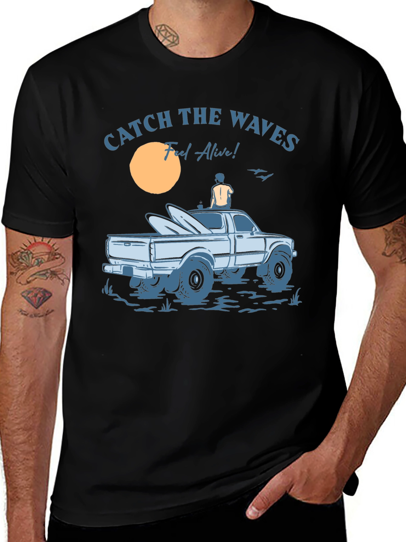 Catch The Waves Graphic T-Shirt, Surf Style Tee
