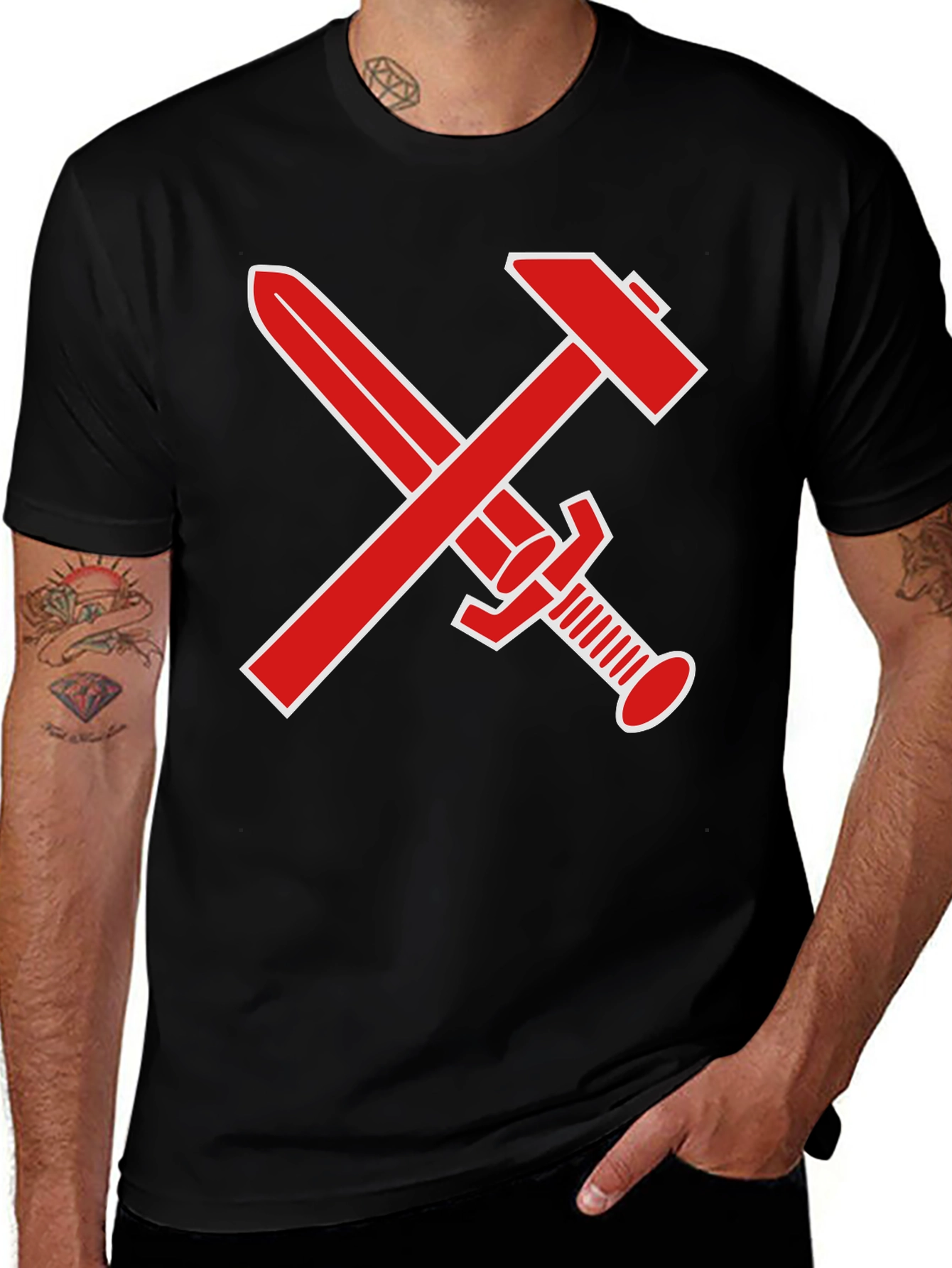Variant 11 of Hammer & Sword Graphic Tee - Black