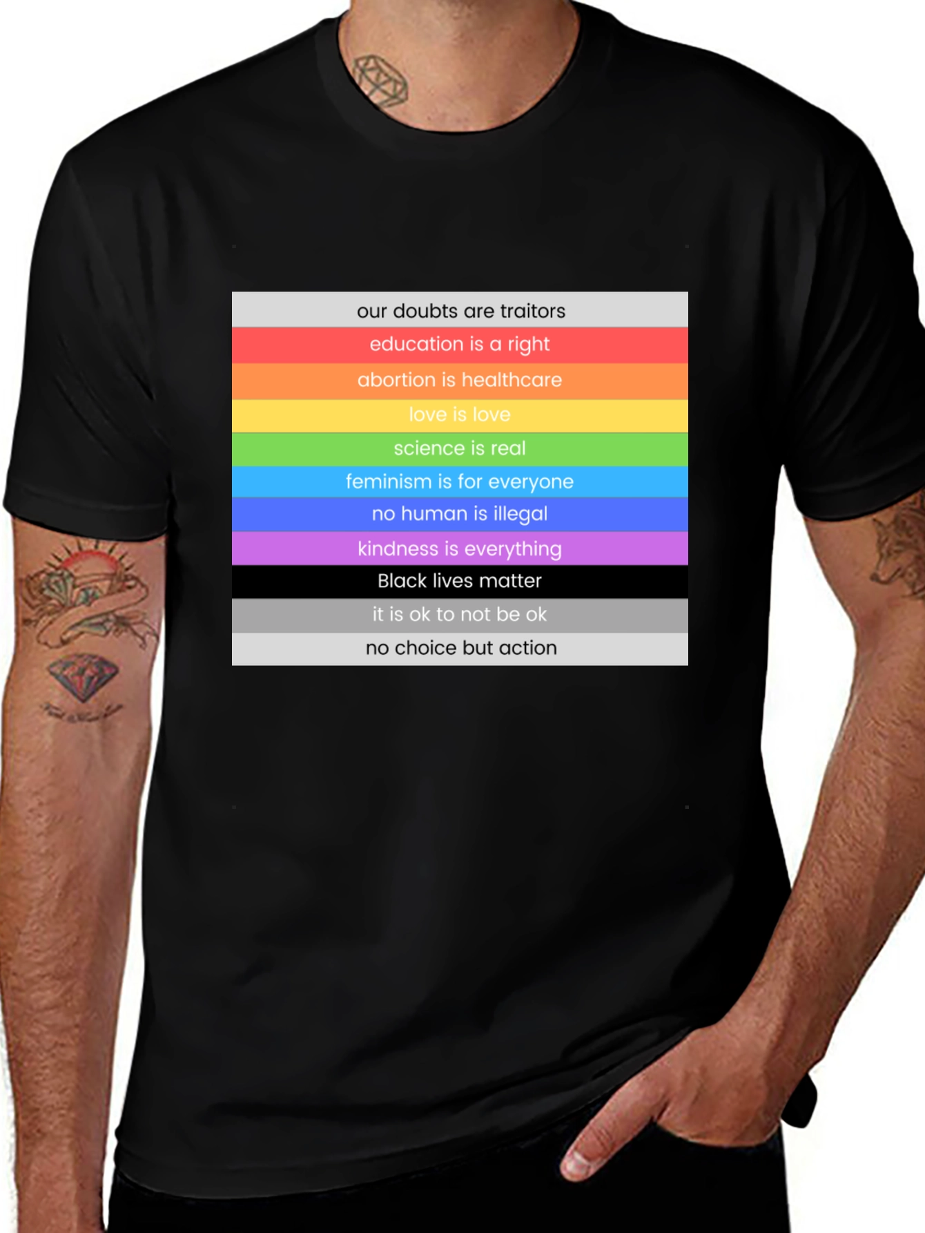 Equality Black T-Shirt - Our Doubts Are Traitors Pride Tee