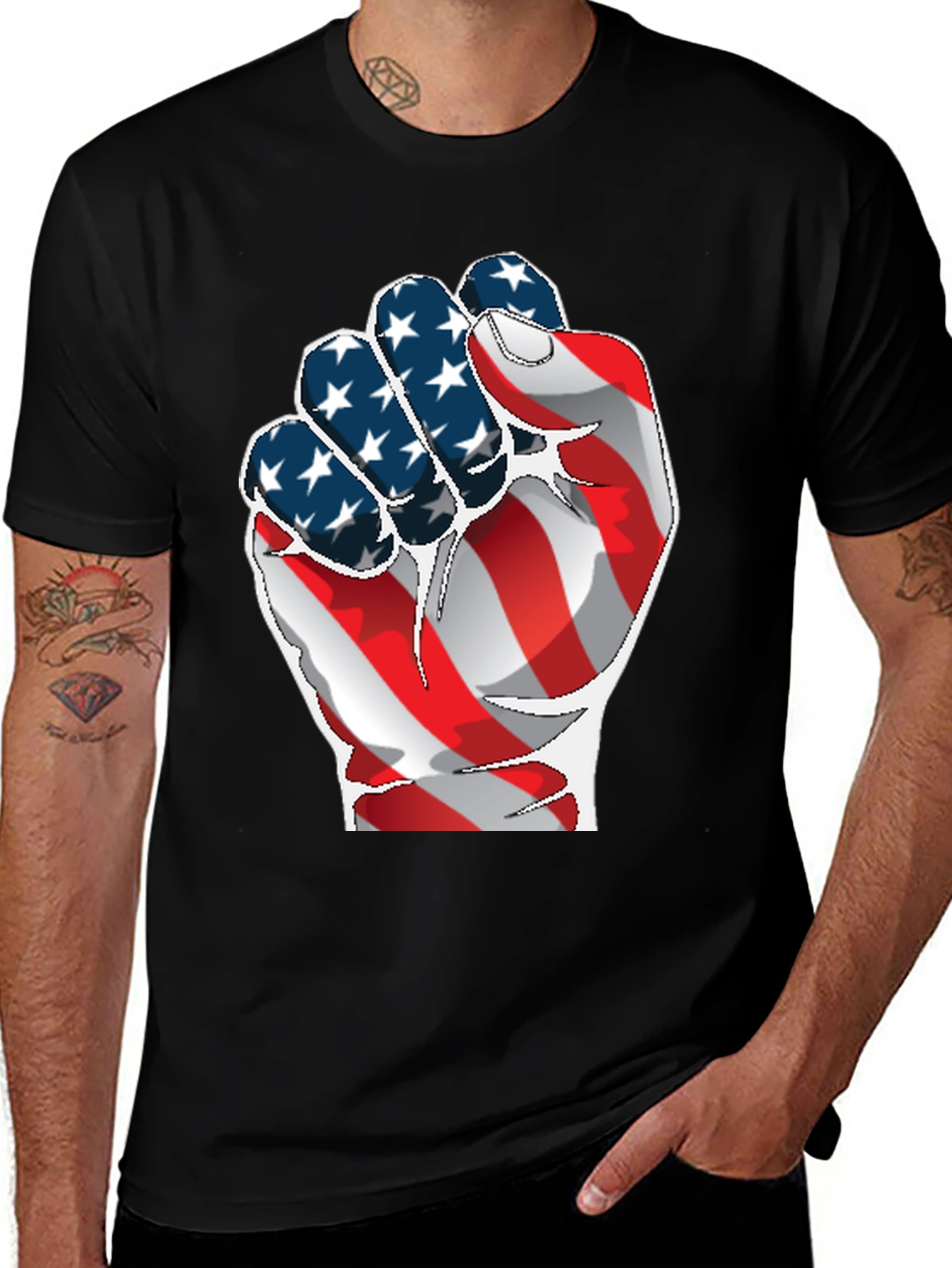 Variant 16 of Patriotic Fist T-Shirt - American Flag Graphic Tee