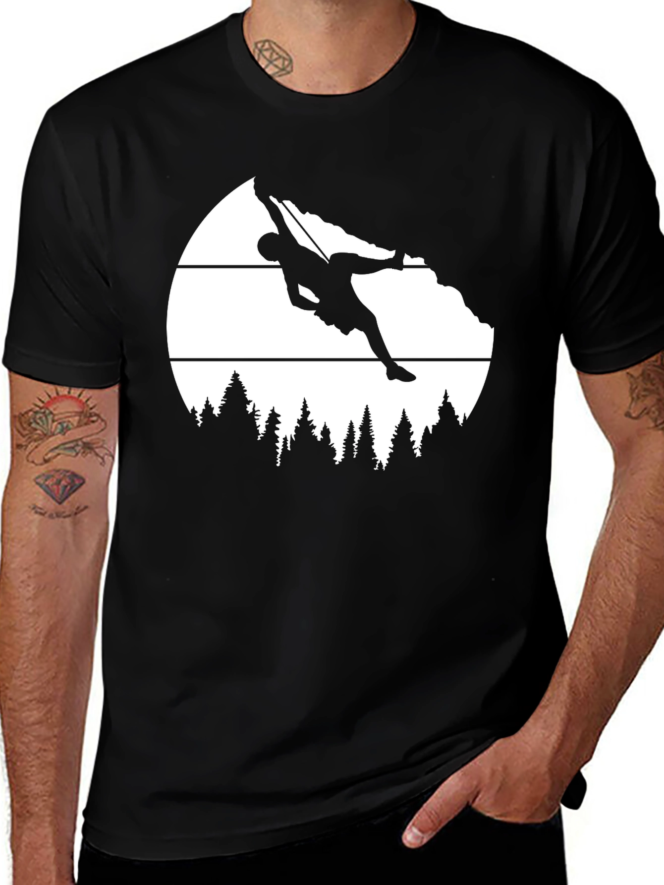 Variant 8 of Climber Silhouette Graphic Tee - Rock Climbing Adventure Shirt