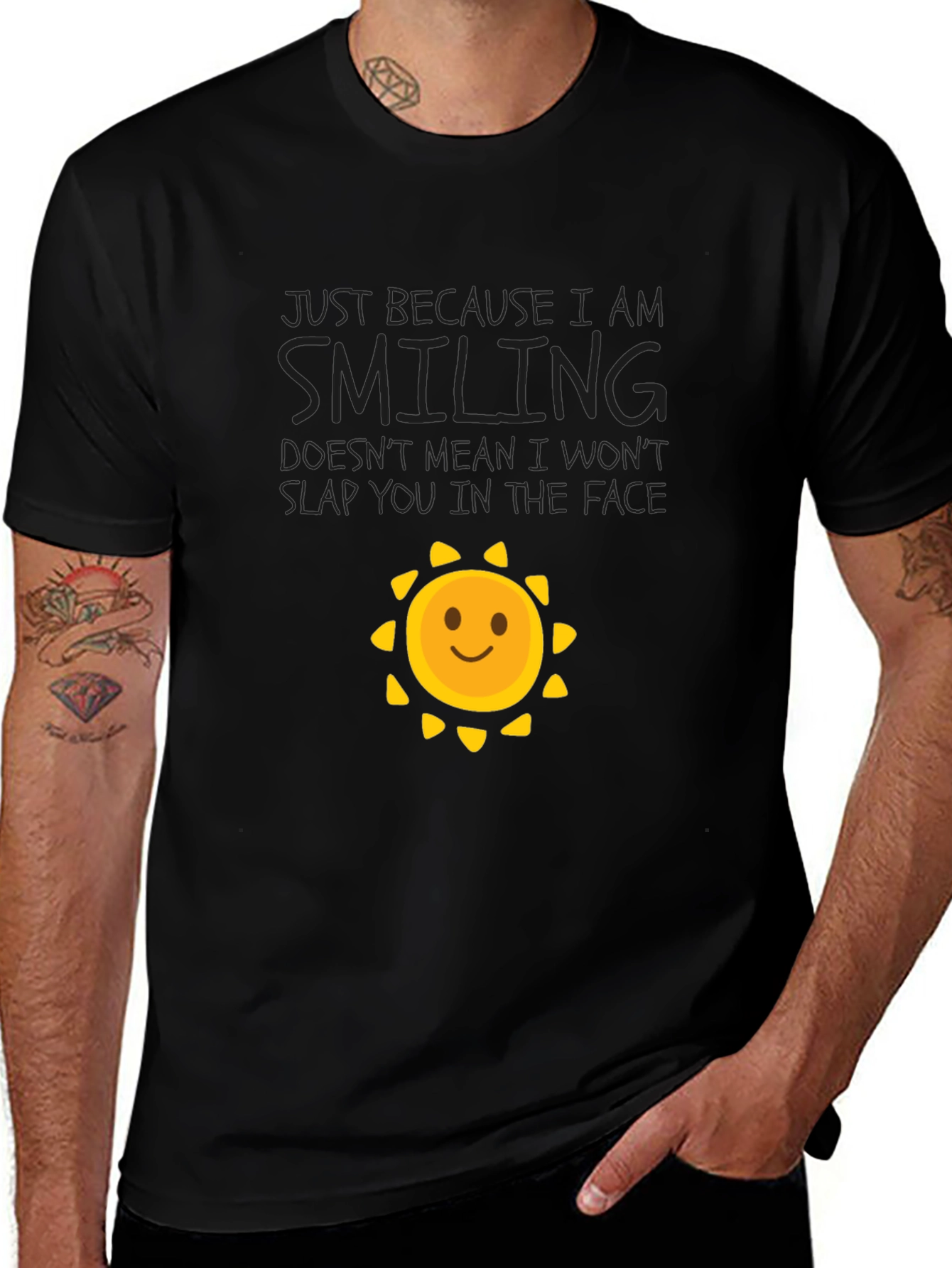 Variant 9 of Smiling Sun Graphic Tee - Black
