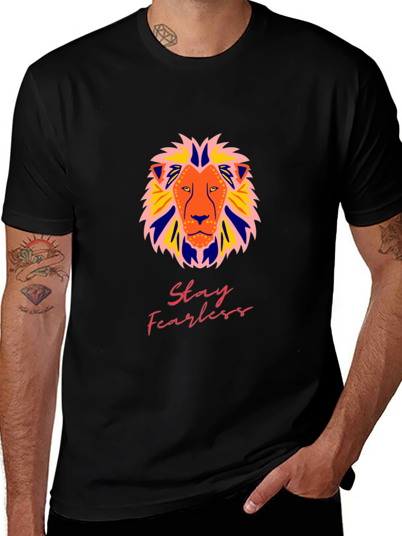 Variant 24 of Stay Fearless Lion Graphic Tee - Bold Style