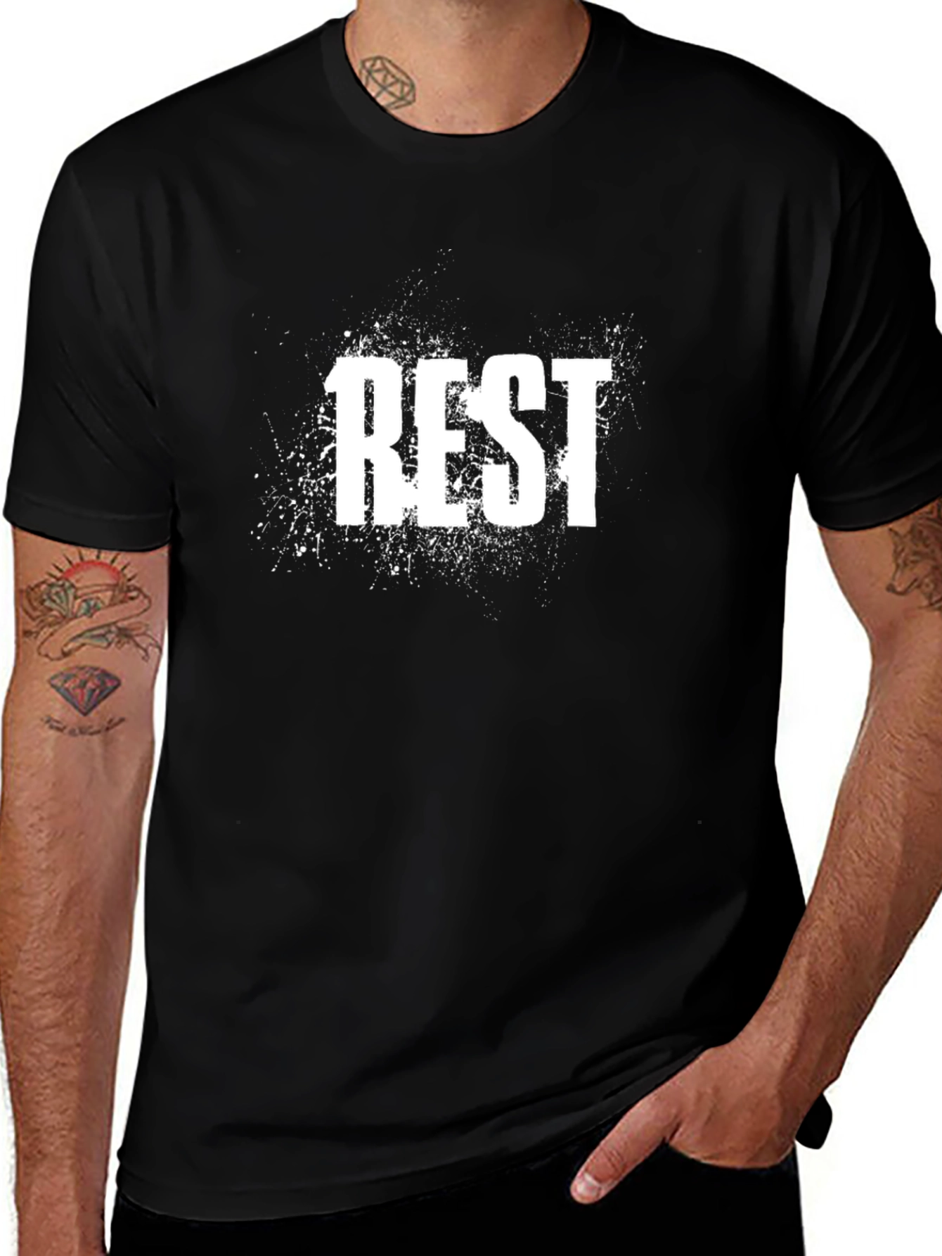 Variant 25 of Rest Splatter Graphic T-Shirt - Relax in Style