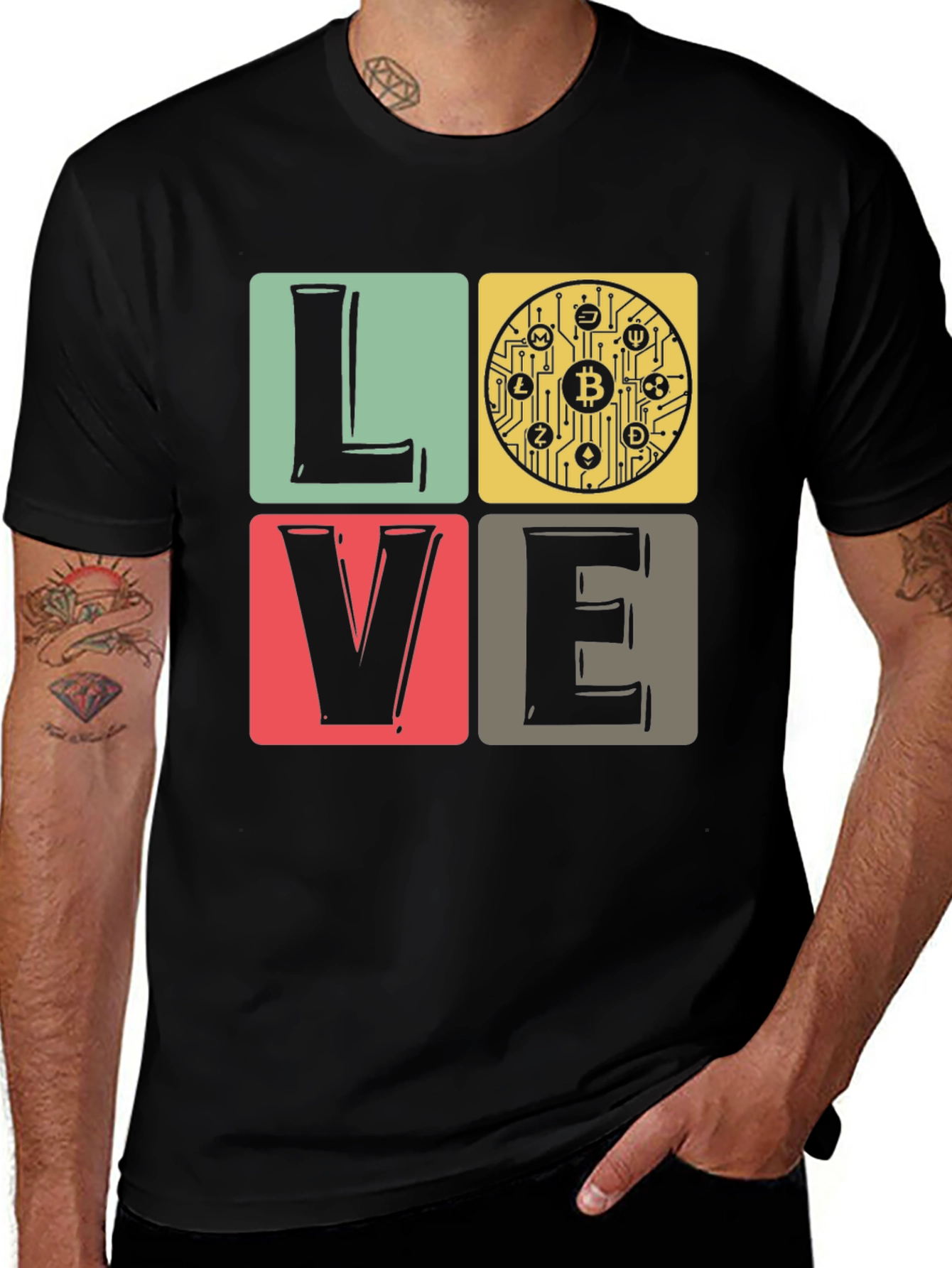 Variant 6 of Bitcoin Crypto LOVE T-Shirt - Black Tee