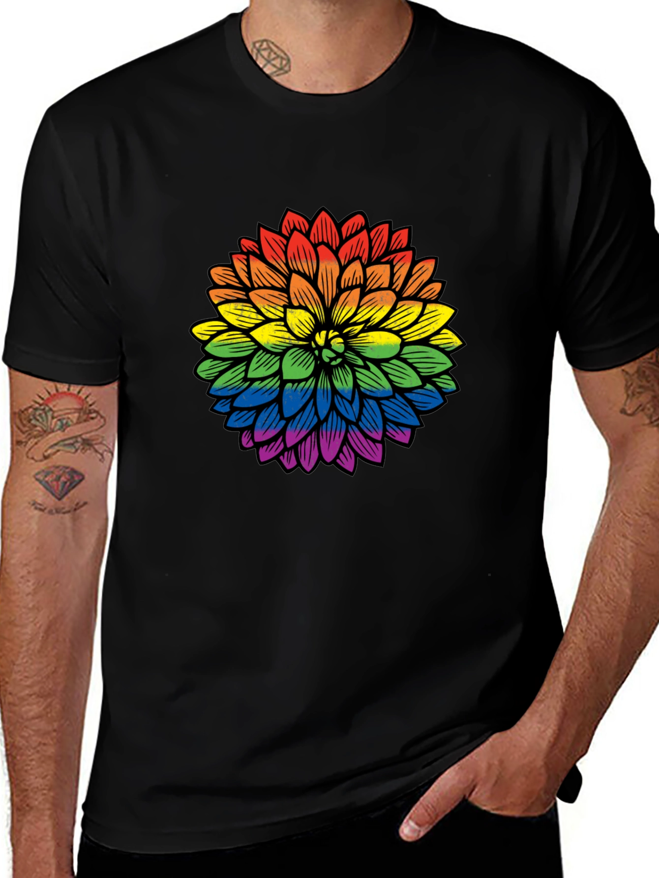 Variant 24 of Rainbow Flower Graphic T-Shirt - Pride Apparel
