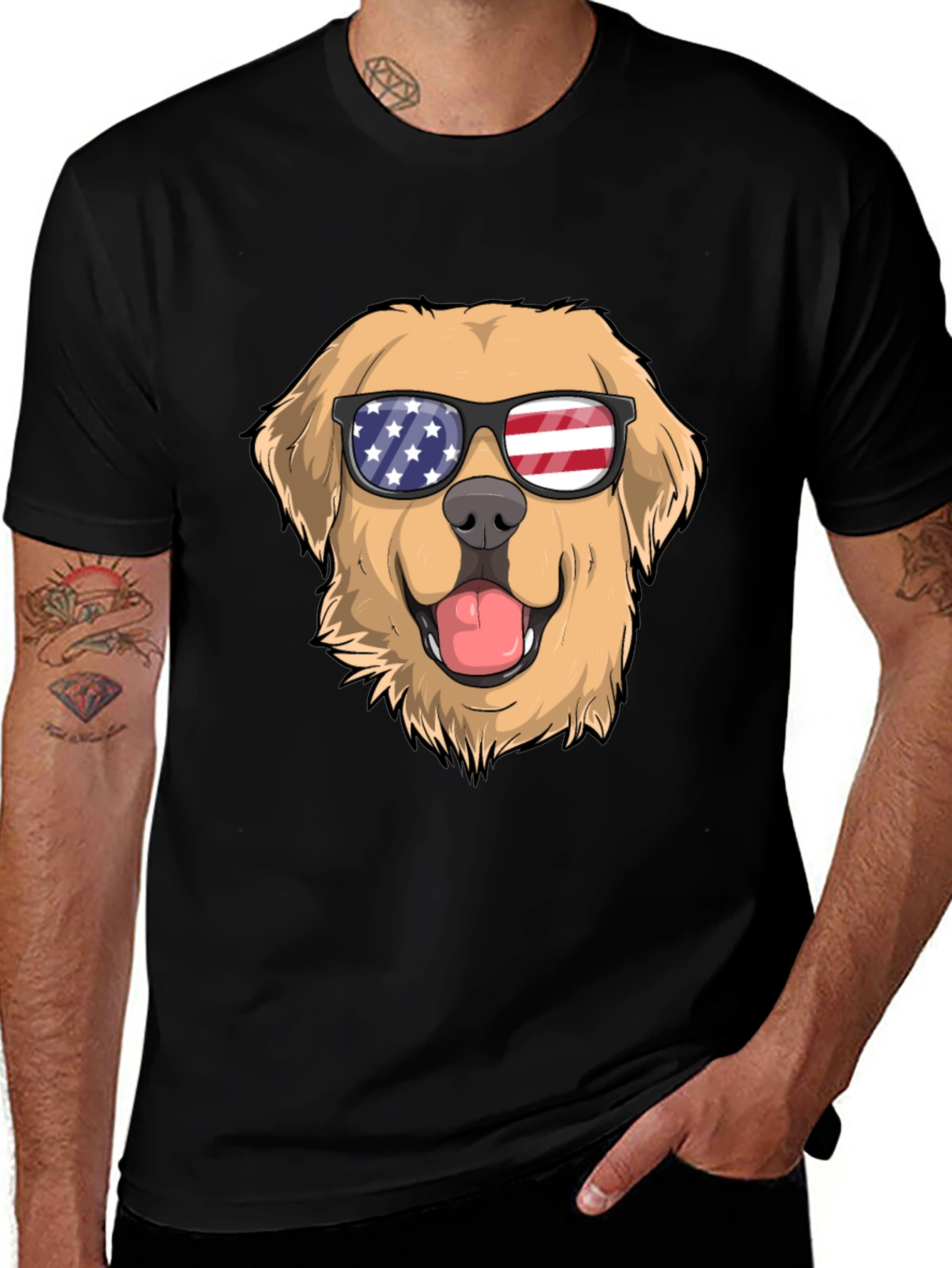Variant 22 of Patriotic Pup T-Shirt: Golden Retriever USA