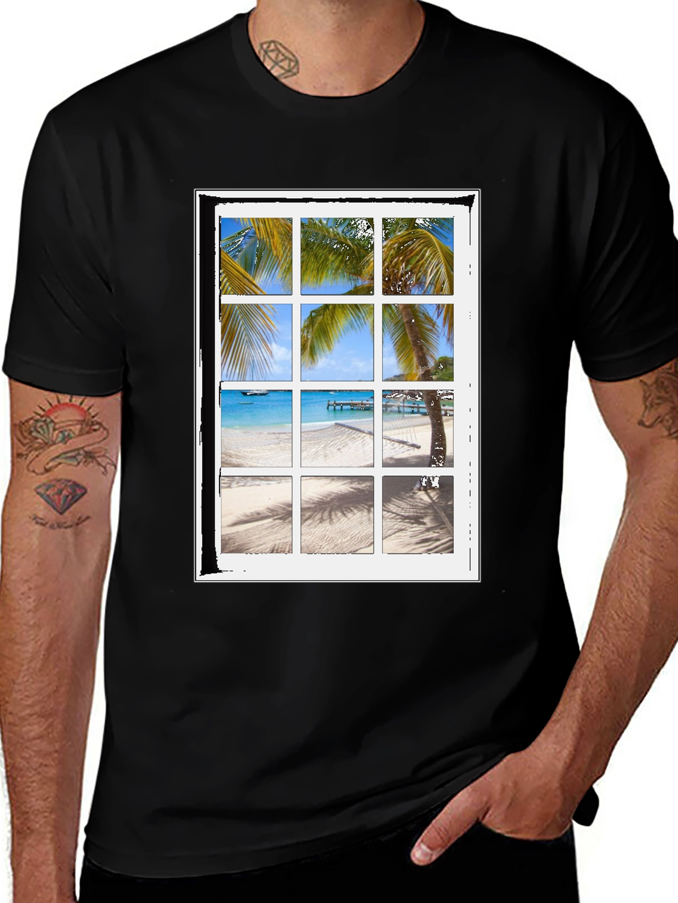 Variant 17 of Island Window Graphic Tee - Black Short Sleeve T-Shirt