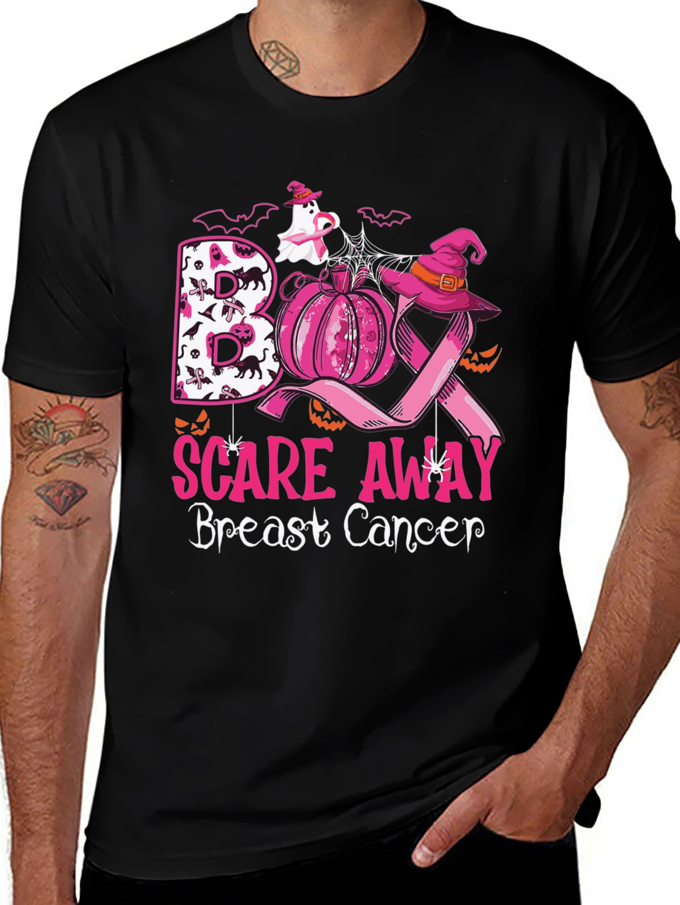 Variant 5 of Boo Scare Away Breast Cancer Halloween T-Shirt