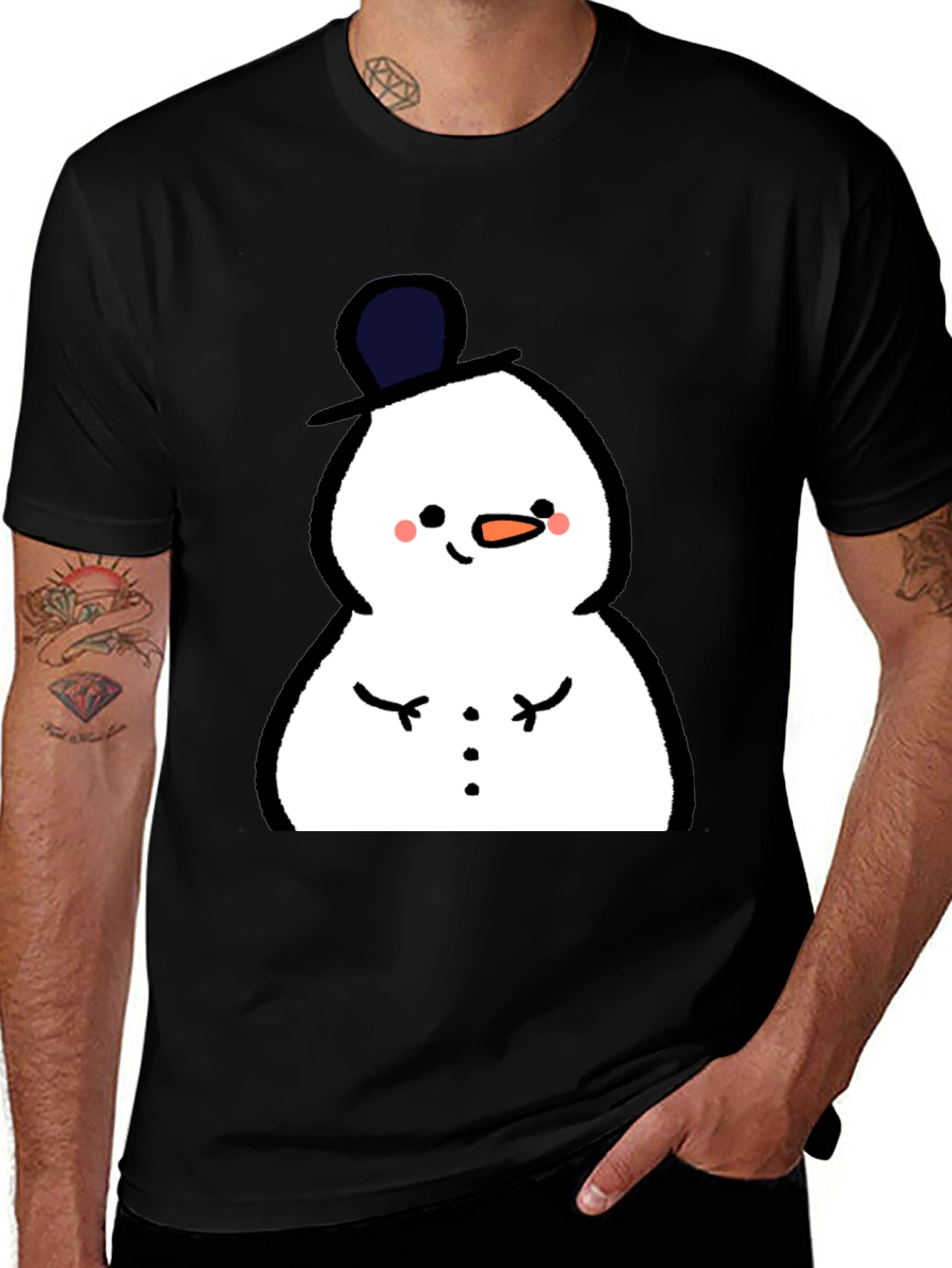 Variant 25 of Cute Snowman Graphic Tee - Black
