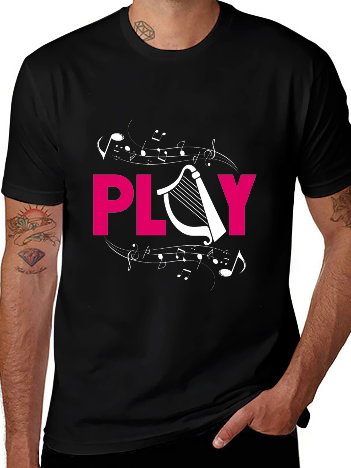 Variant 9 of Play Harp T-Shirt - Musical Design