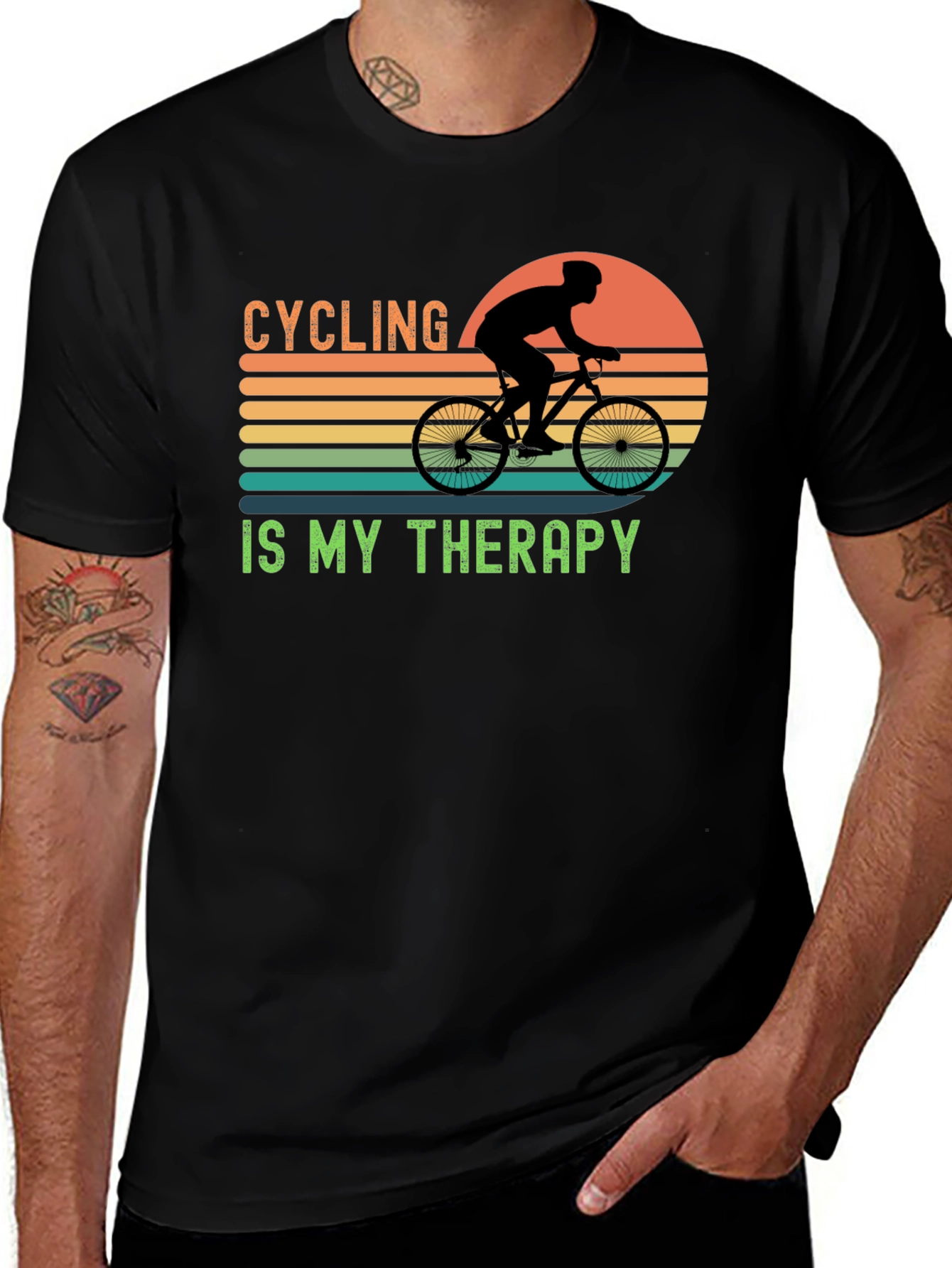 Variant 7 of Cycling is My Therapy T-Shirt - Bike Lover's Gift