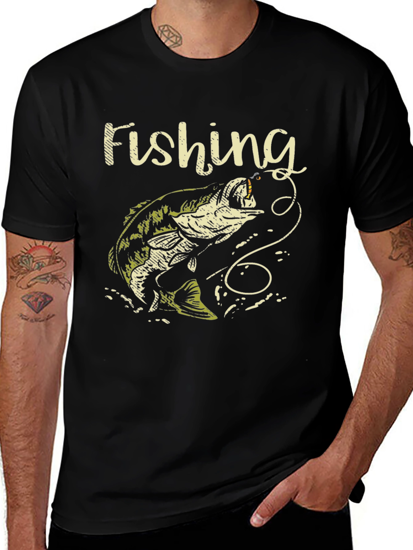 Fishing Graphic T-Shirt - Black