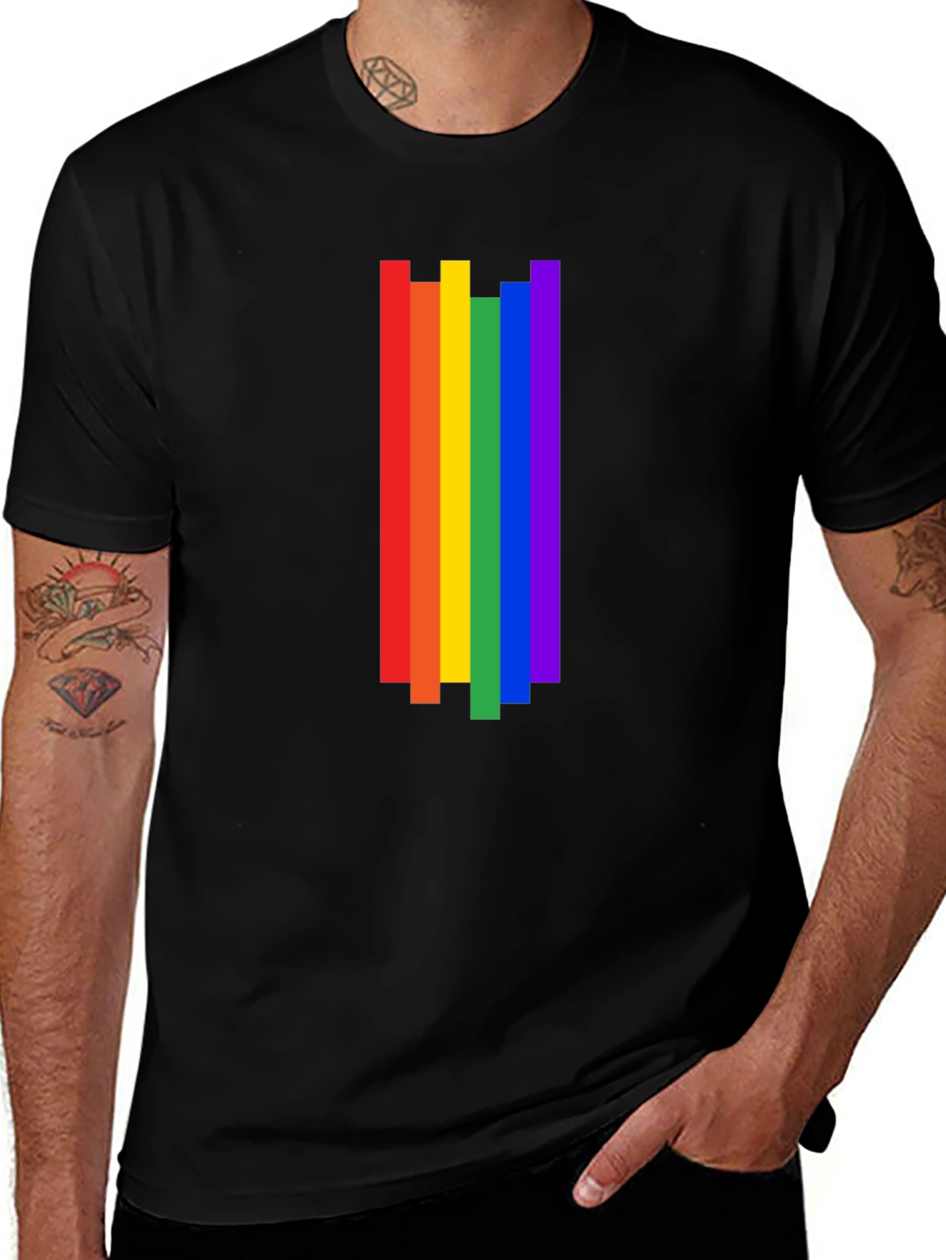 Variant 10 of Rainbow Stripe Graphic Tee - Pride Month Shirt