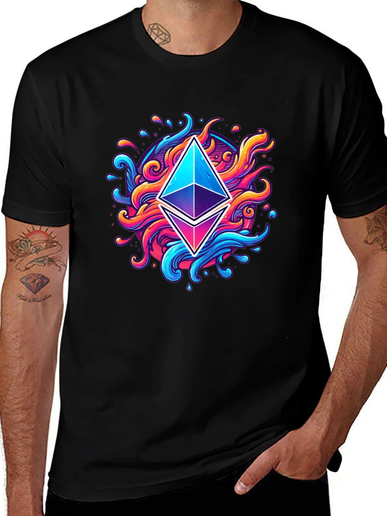 Variant 10 of Ethereum Crypto Art Black T-Shirt