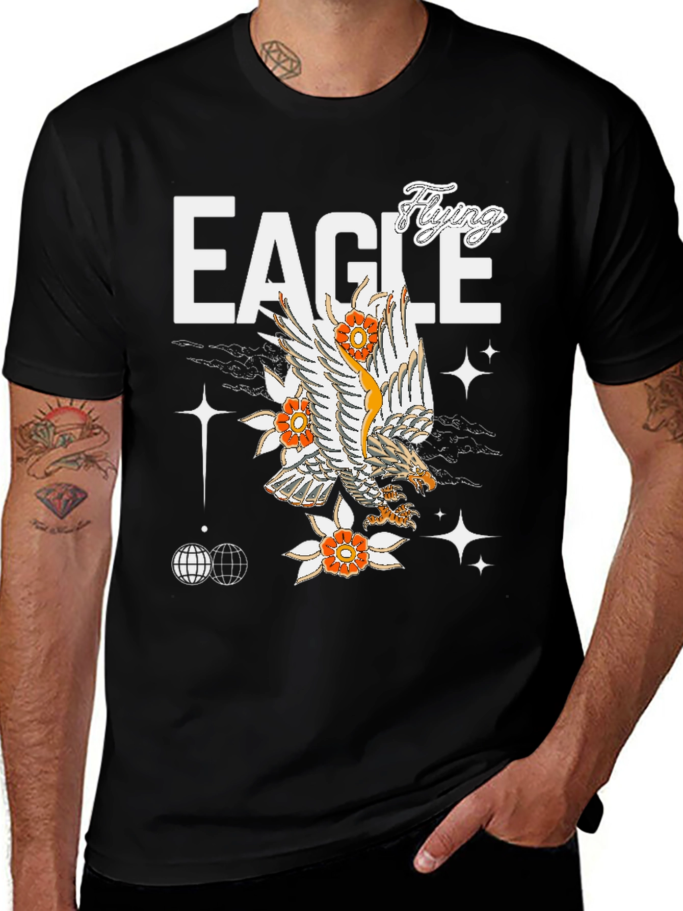 Variant 13 of Flying Eagle Graphic Print Black T-Shirt