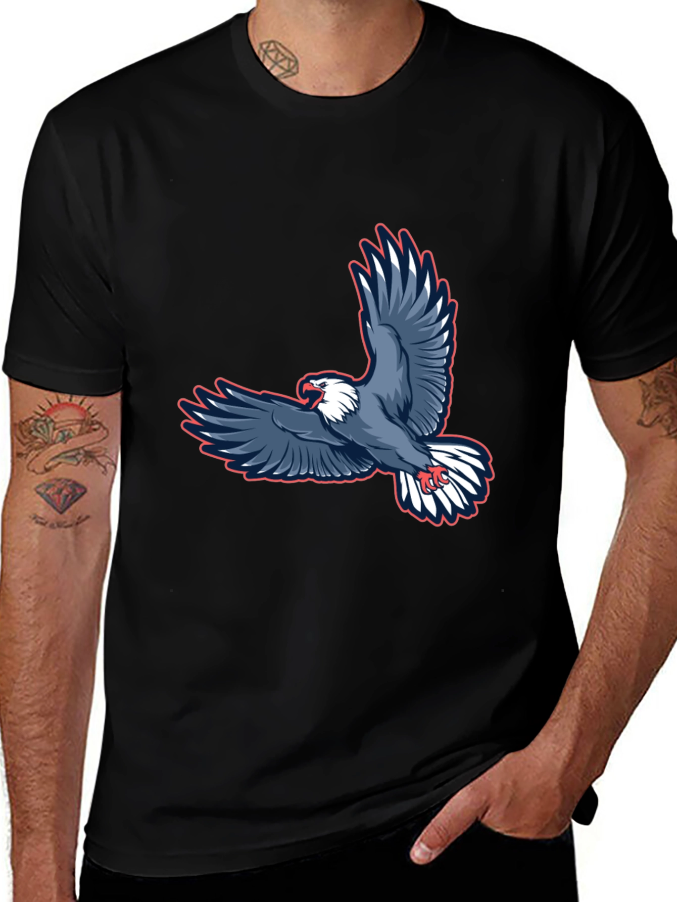 Variant 27 of Eagle Graphic Print Black T-Shirt