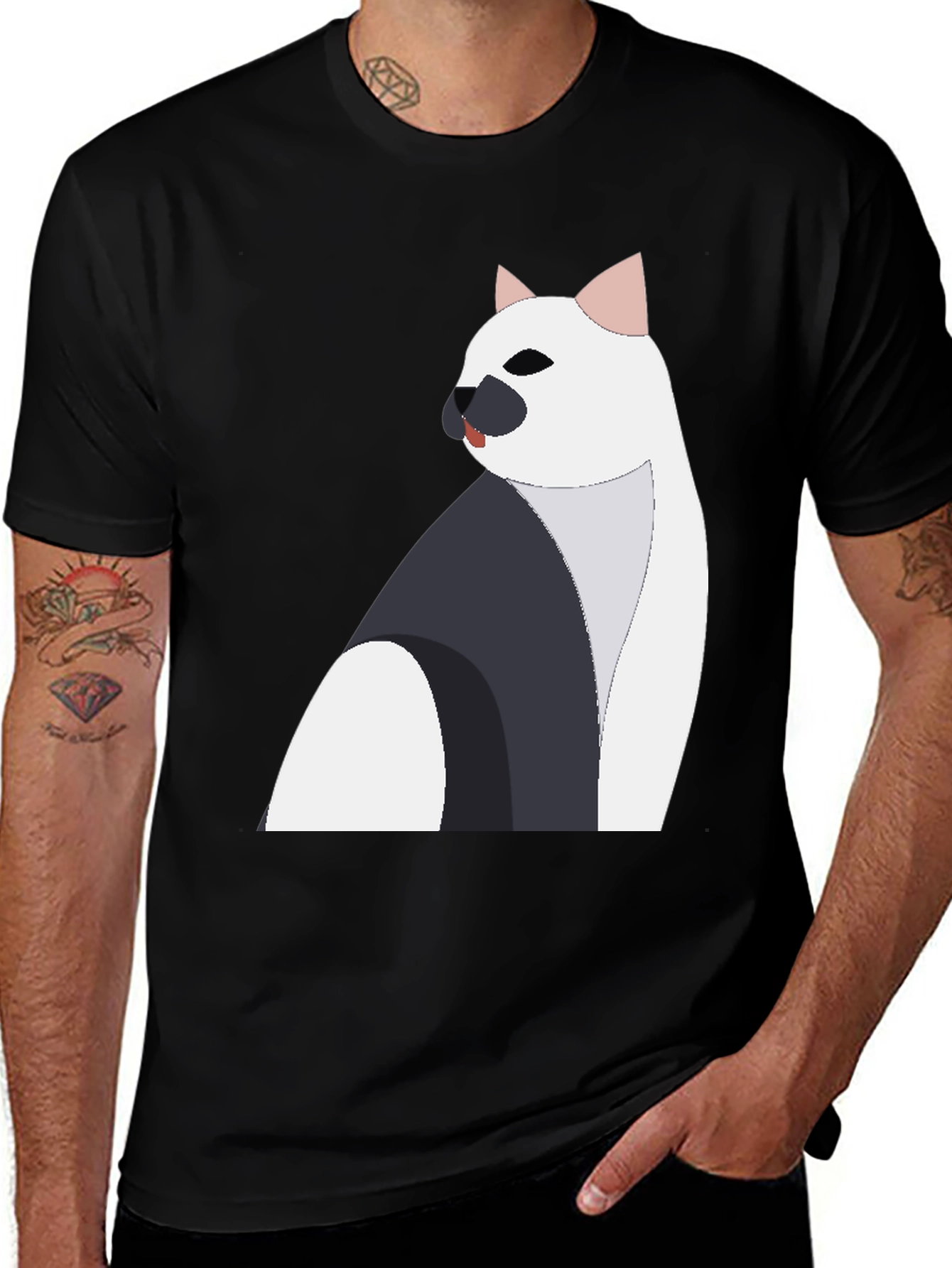 Variant 17 of Stylish Cat Graphic Tee - Black Unisex Shirt