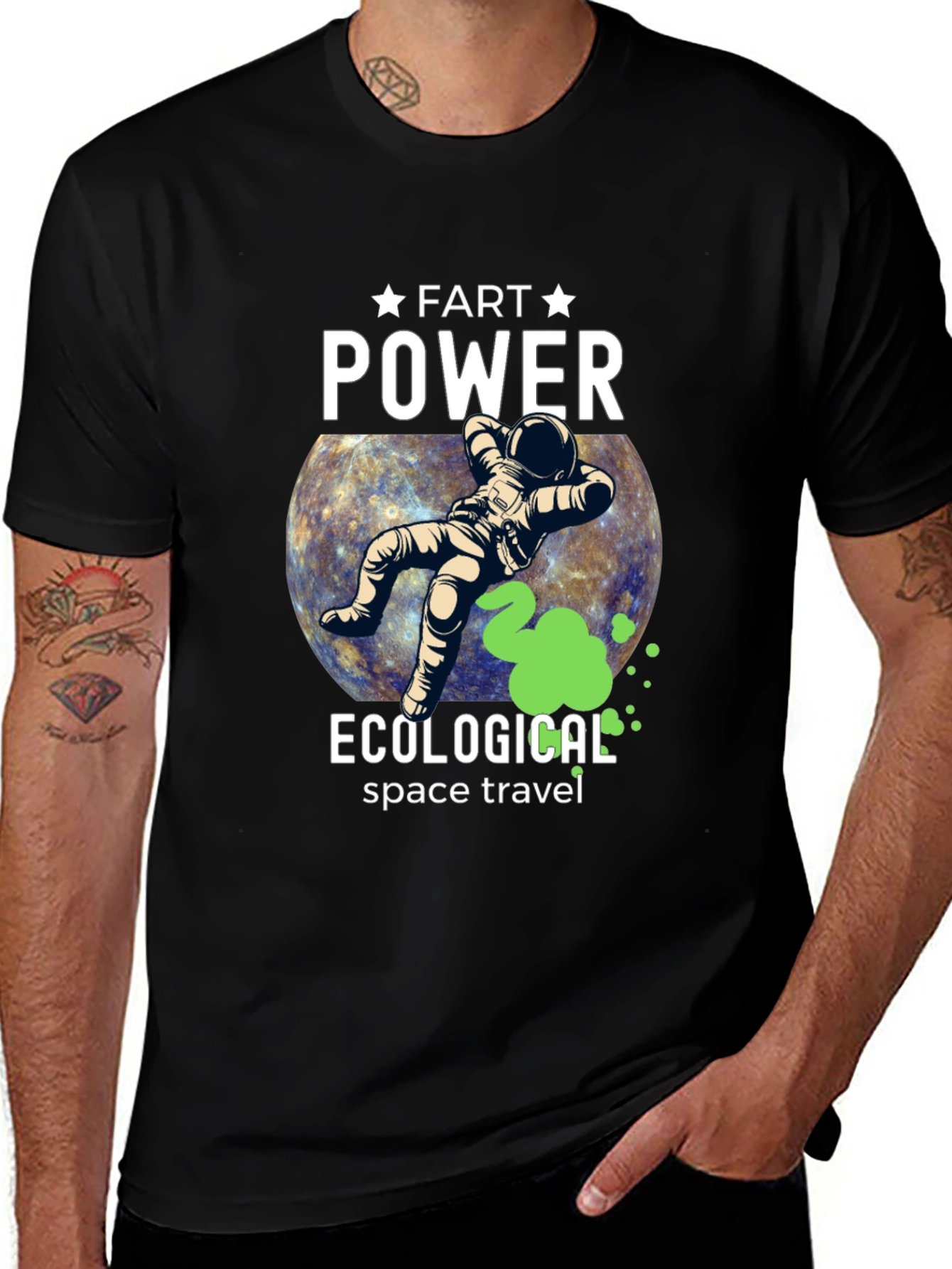 Variant 17 of Fart Power Ecological Space Travel Graphic T-Shirt
