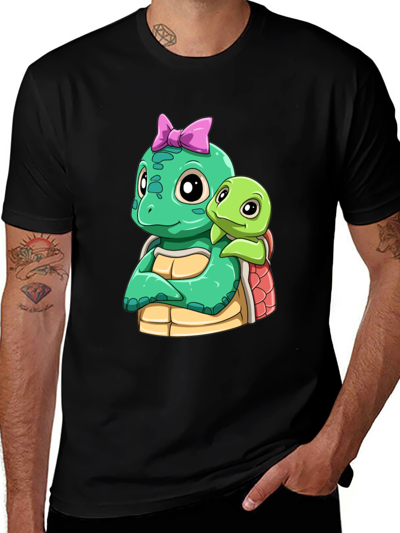 Variant 8 of Cute Turtle Graphic Black T-Shirt