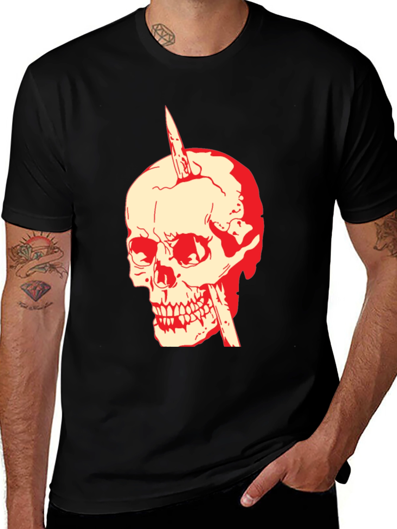 Variant 3 of Skull & Dagger Graphic Tee - Bold Style