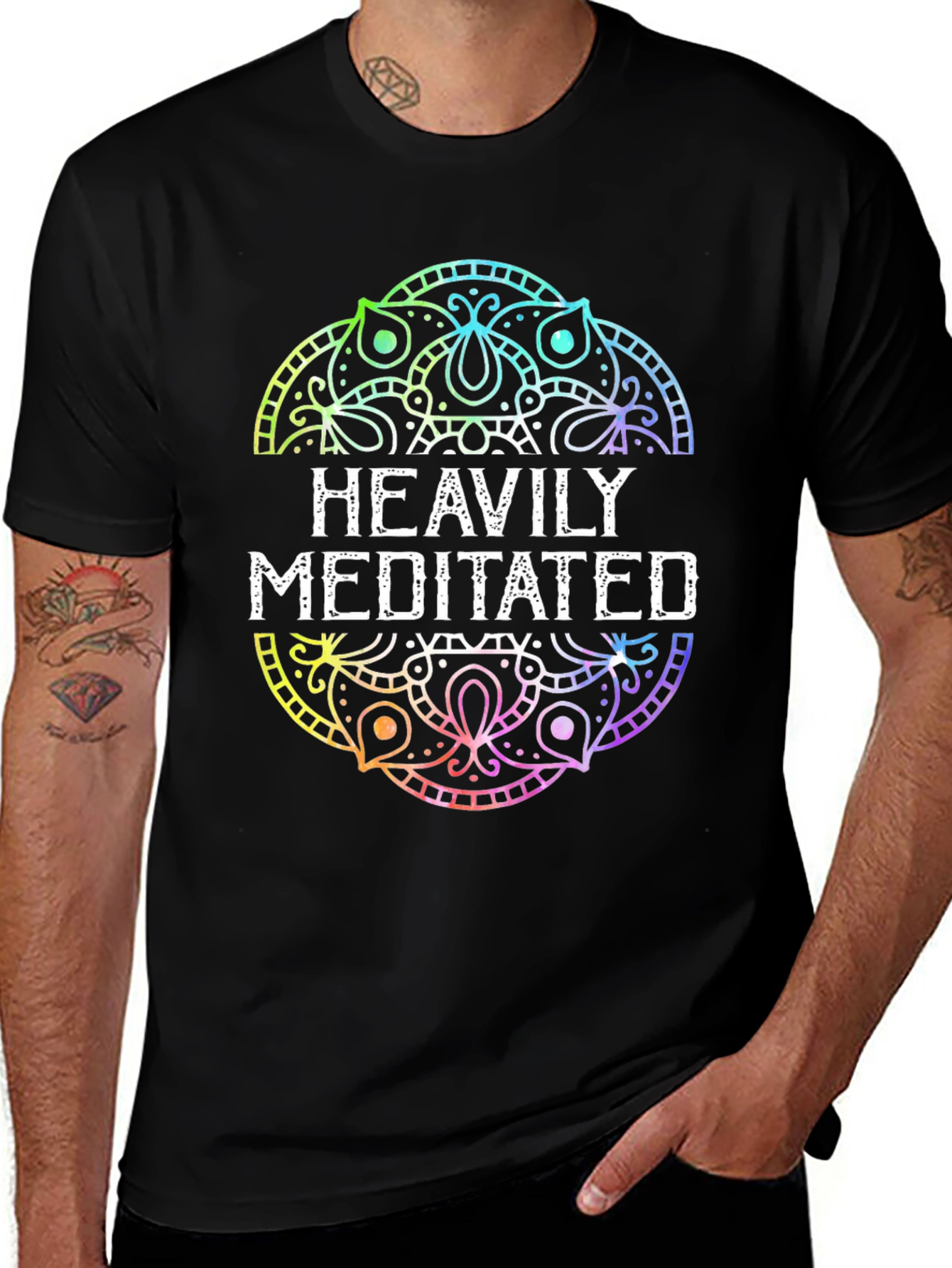 Variant 4 of Heavily Meditated Mandala T-Shirt - Black